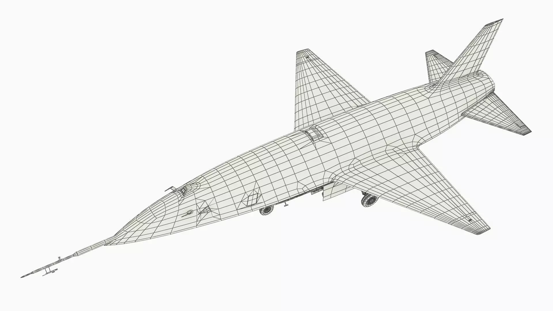 Tactical Stealth Jet with Landing Gear Deployed Grey Rigged 3D model_14