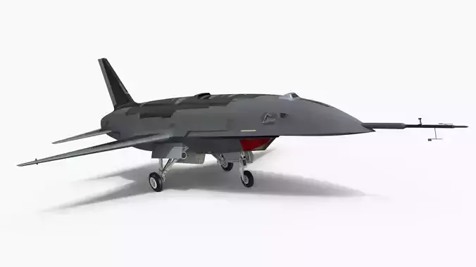 Tactical Stealth Jet with Landing Gear Deployed Grey Rigged