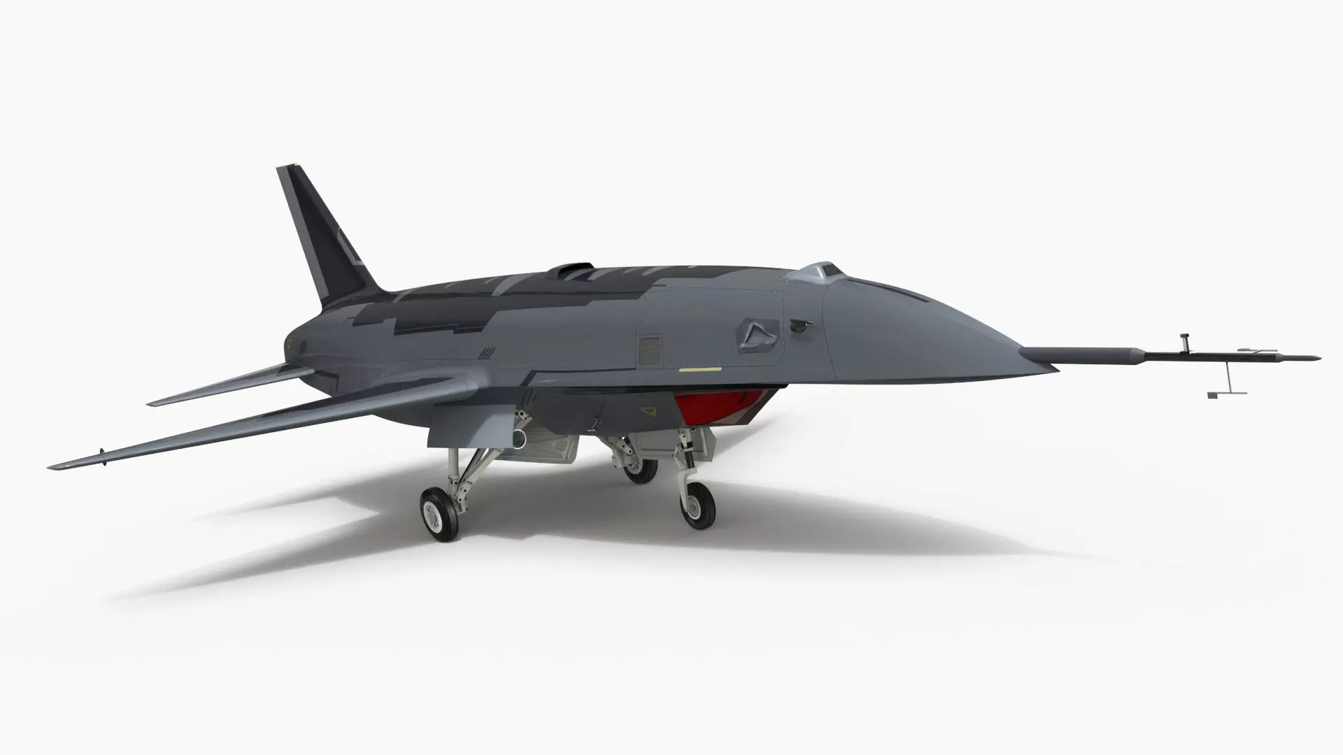 Tactical Stealth Jet with Landing Gear Deployed Grey Rigged 3D model_0