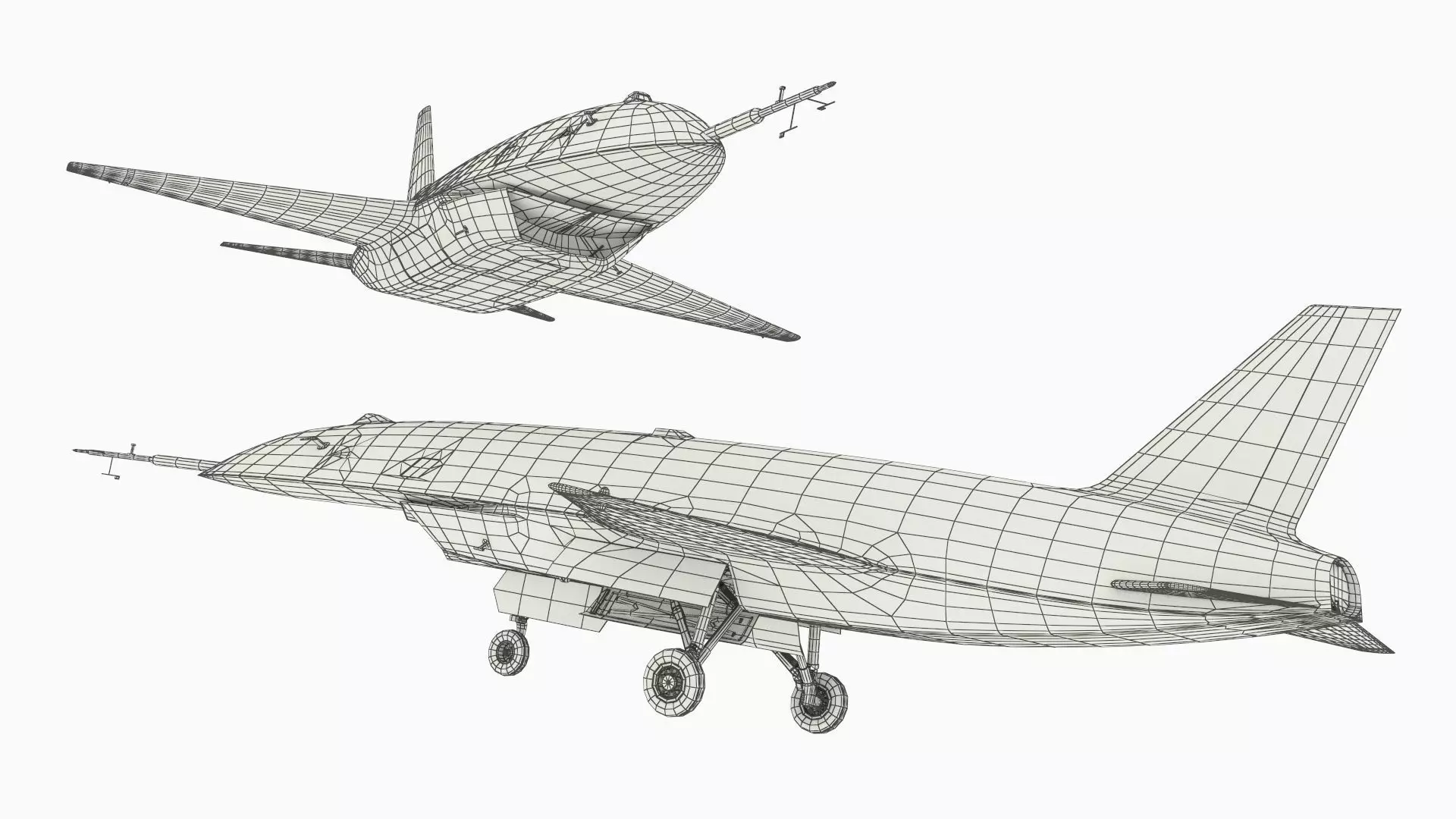 Tactical Stealth Jet with Landing Gear Deployed Grey Rigged 3D model_13