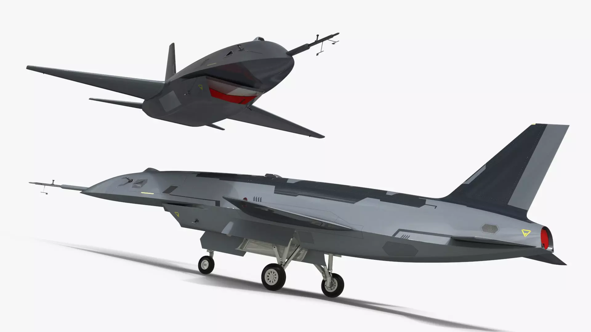 Tactical Stealth Jet with Landing Gear Deployed Grey Rigged 3D model_3