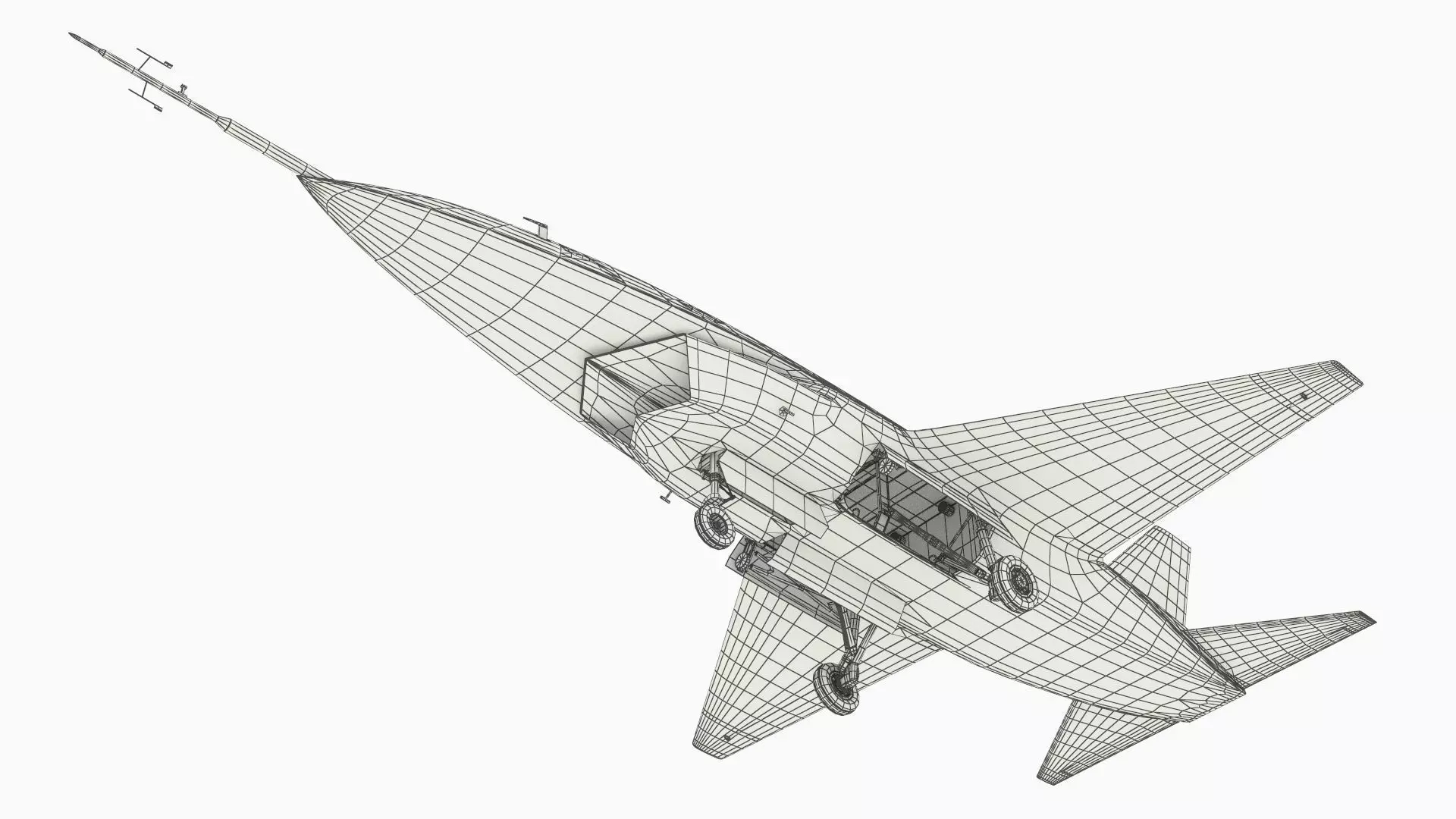 Tactical Stealth Jet with Landing Gear Deployed Grey Rigged 3D model_15