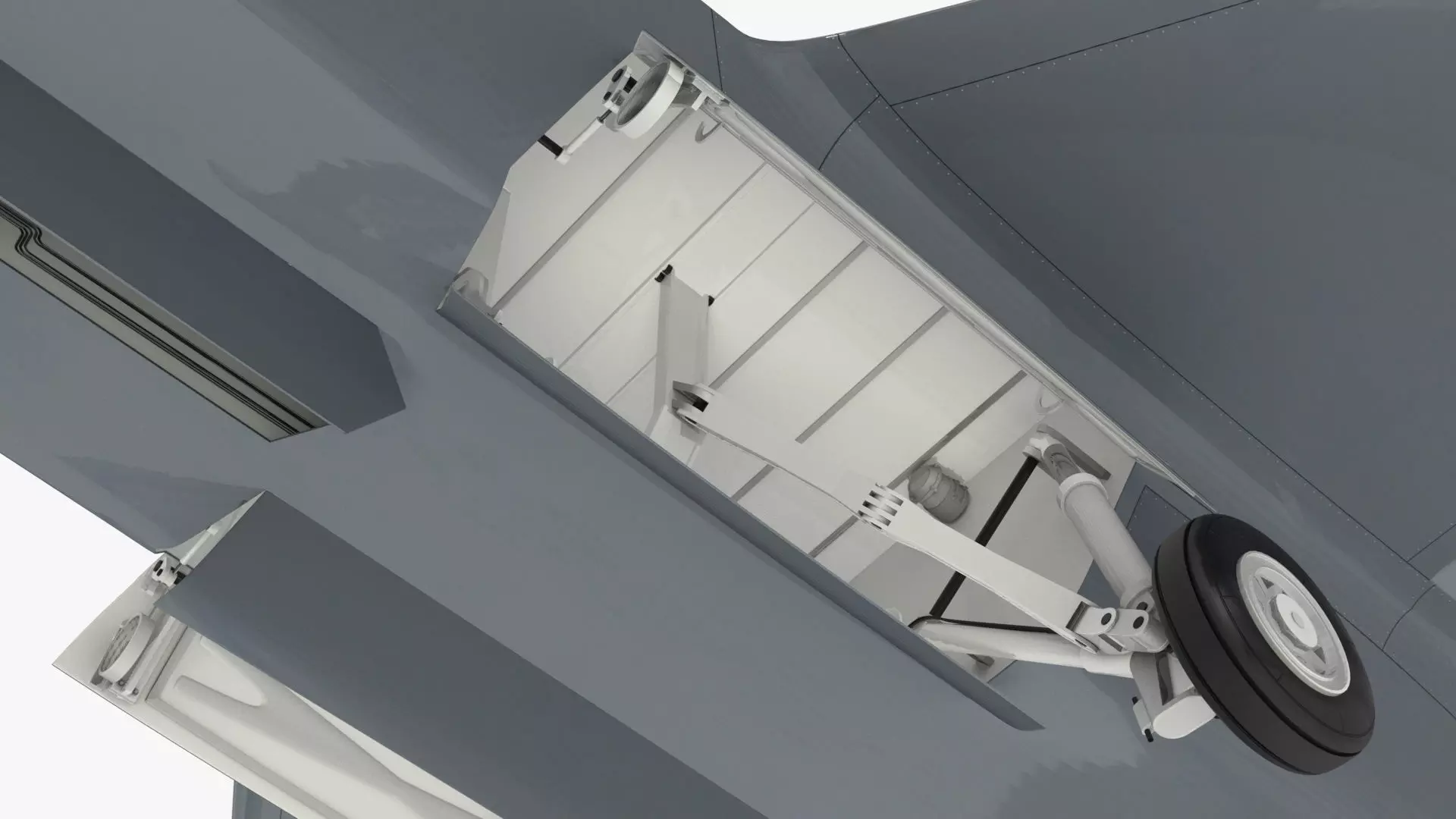 Tactical Stealth Jet with Landing Gear Deployed Grey Rigged 3D model_7