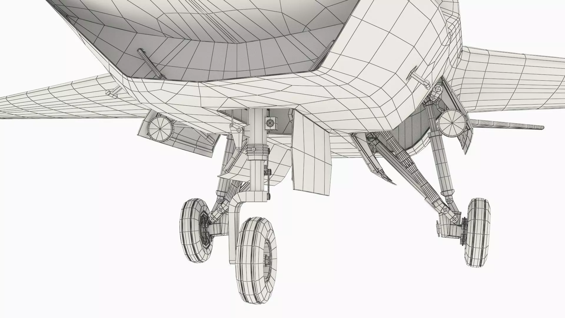 Tactical Stealth Jet with Landing Gear Deployed Grey Rigged 3D model_16