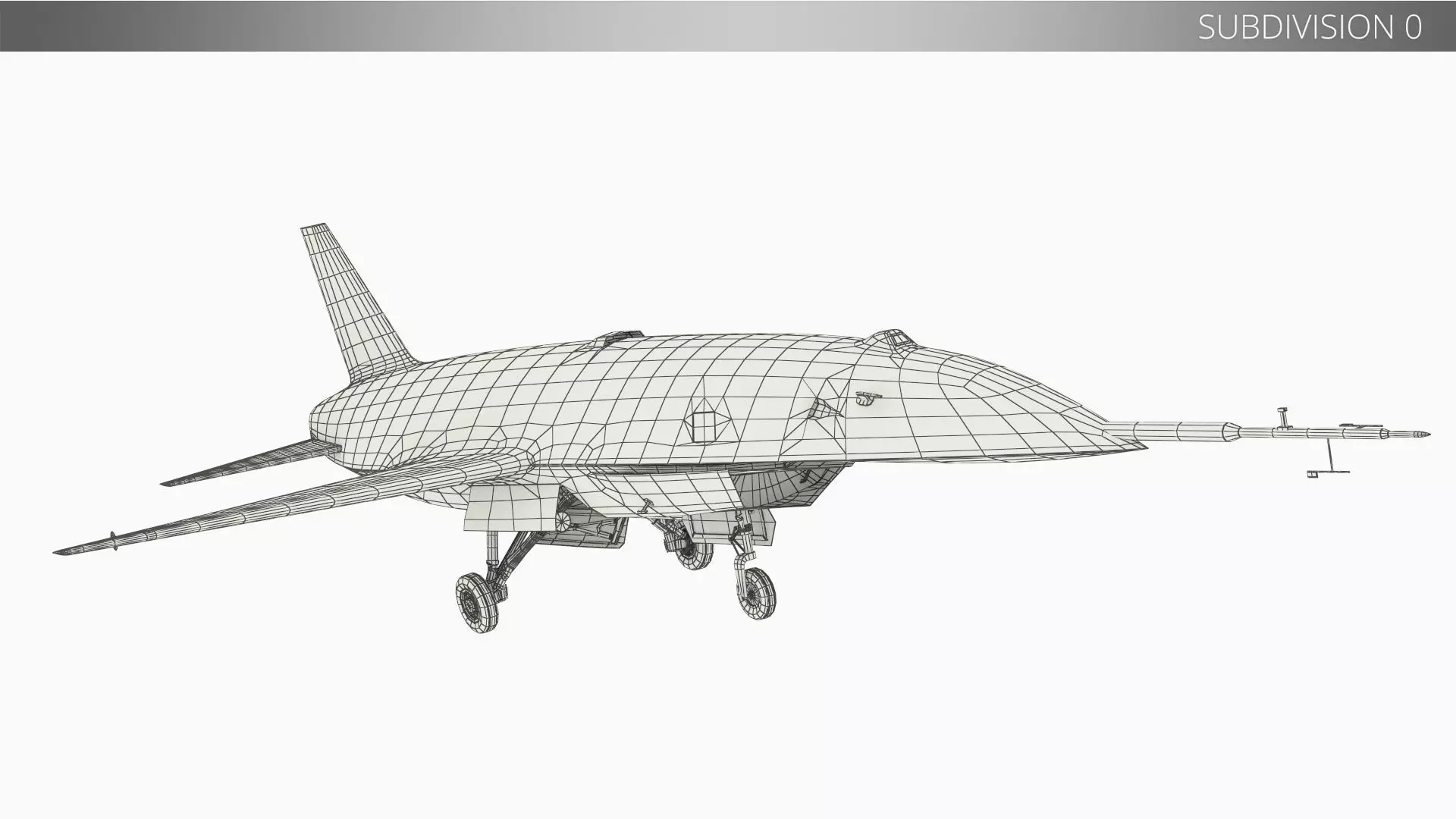 Tactical Stealth Jet with Landing Gear Deployed Grey Rigged 3D model_11