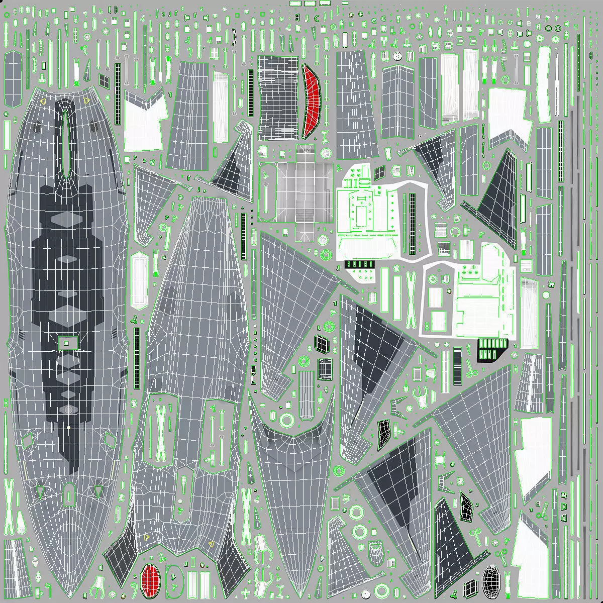 Tactical Stealth Jet with Landing Gear Deployed Grey Rigged 3D model_19