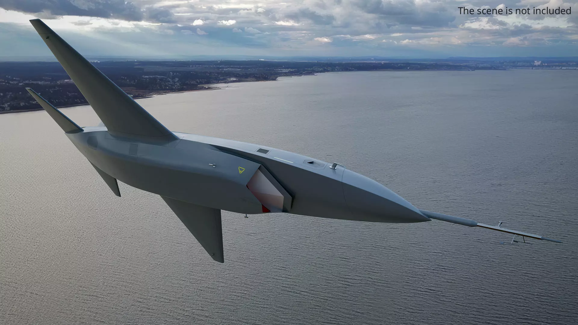 Tactical Stealth Jet with Landing Gear Deployed Grey Rigged 3D model_2