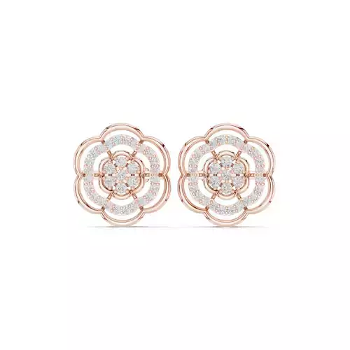 Round Cut Diamond Flower Stud Earring 3DM STL Video