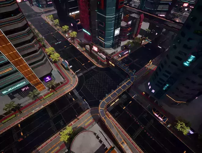 SCIFI CYBERPUNK FUTURISTIC CITY SCENE Low-poly 3D model 3