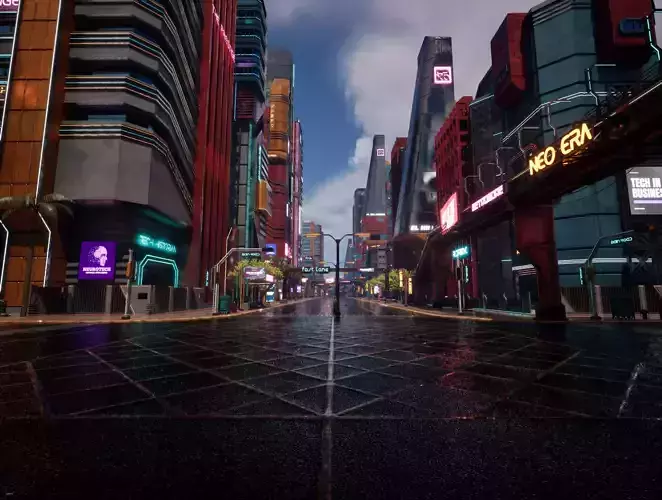 SCIFI CYBERPUNK FUTURISTIC CITY SCENE Low-poly 3D model 5