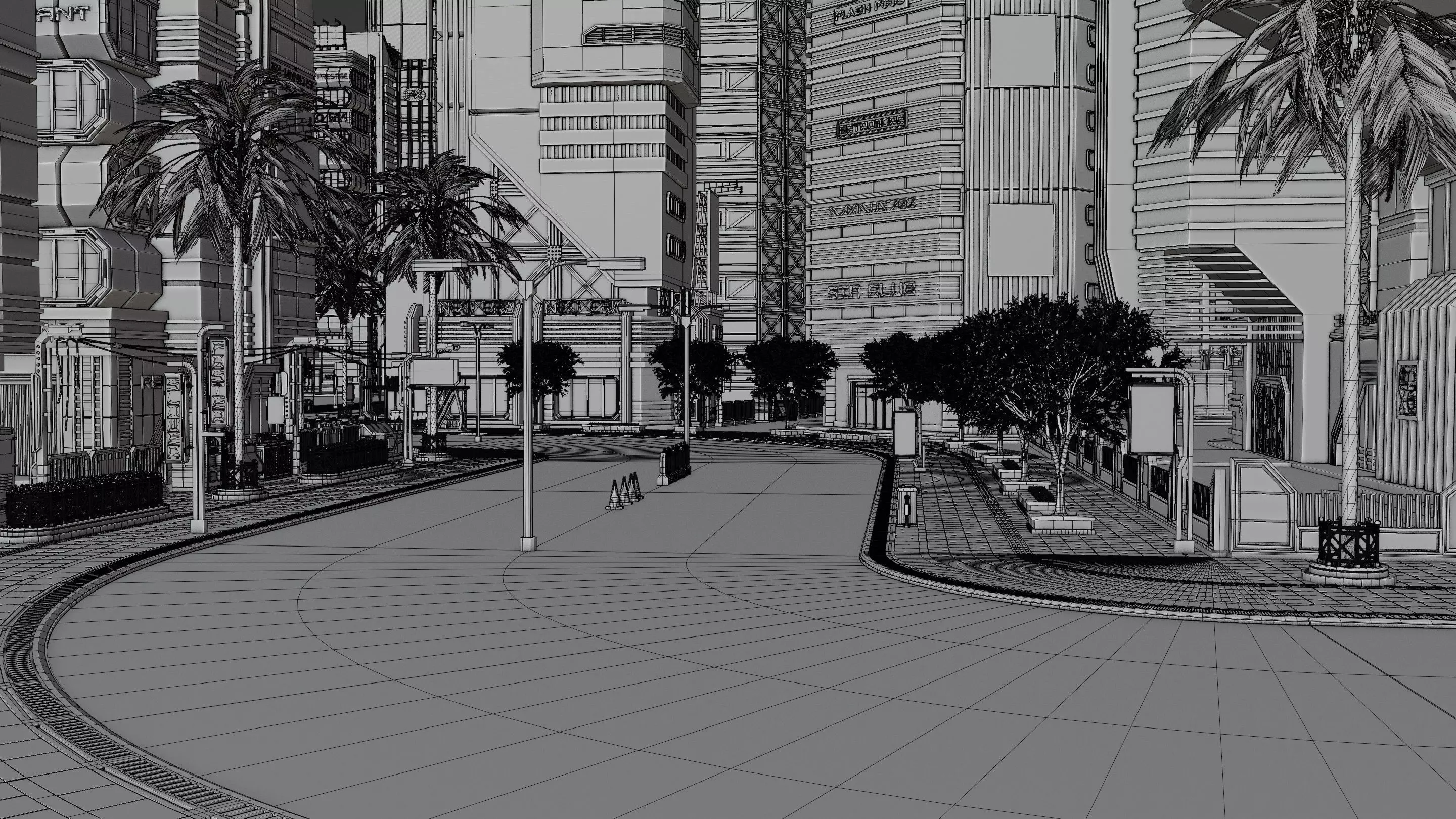 SCIFI CYBERPUNK FUTURISTIC CITY SCENE Low-poly 3D model_26