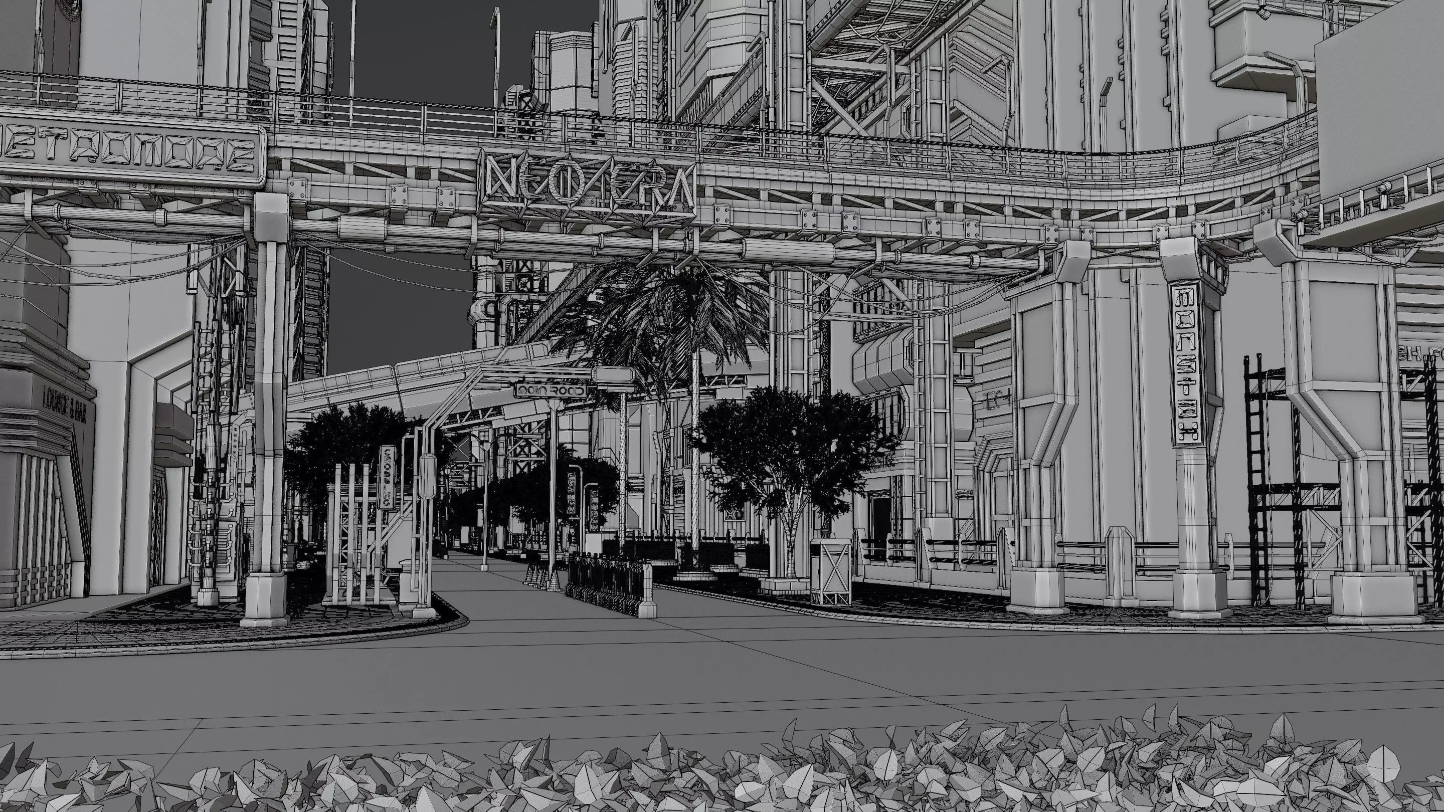 SCIFI CYBERPUNK FUTURISTIC CITY SCENE Low-poly 3D model_19