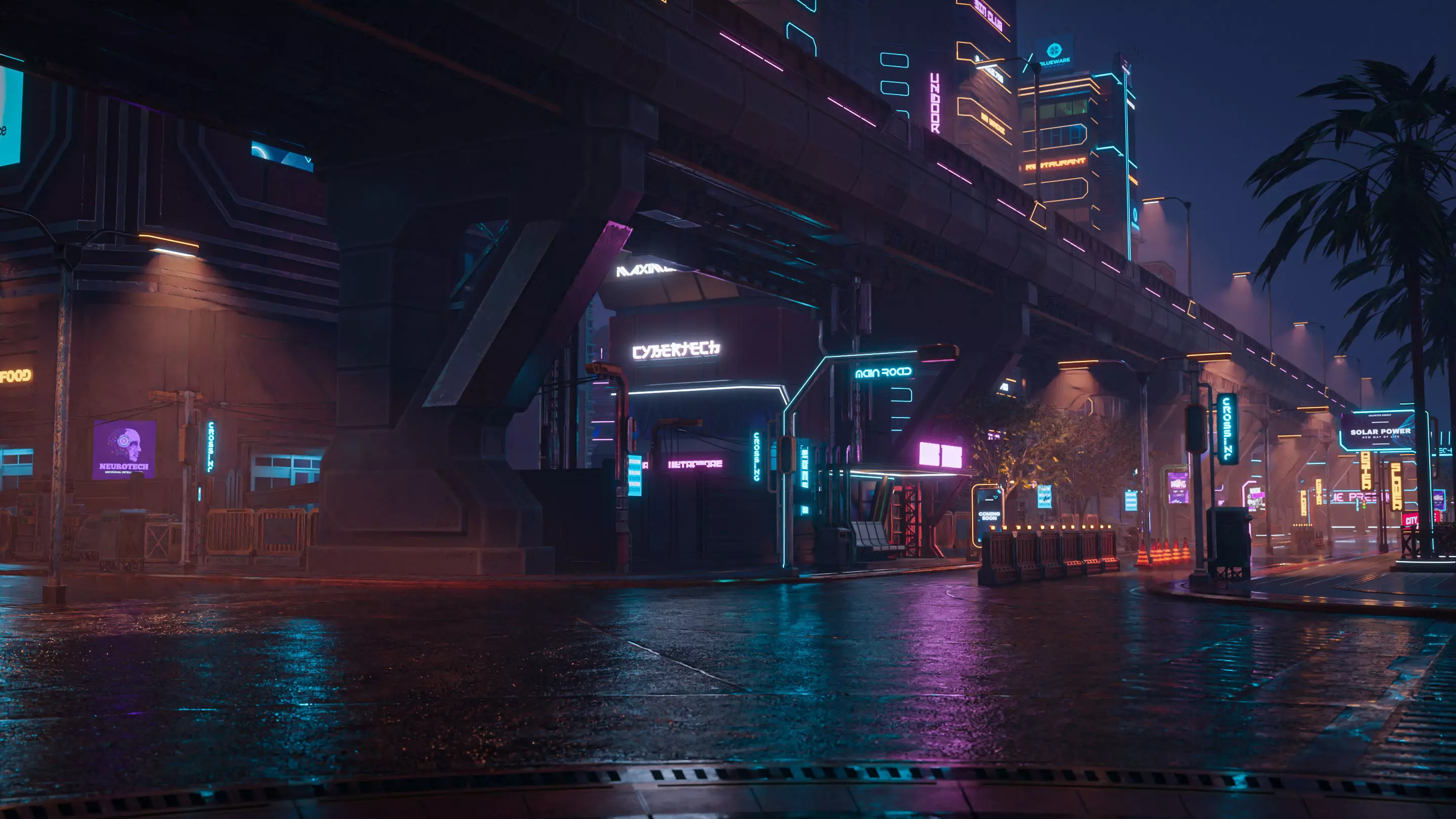 SCIFI CYBERPUNK FUTURISTIC CITY SCENE Low-poly 3D model_13