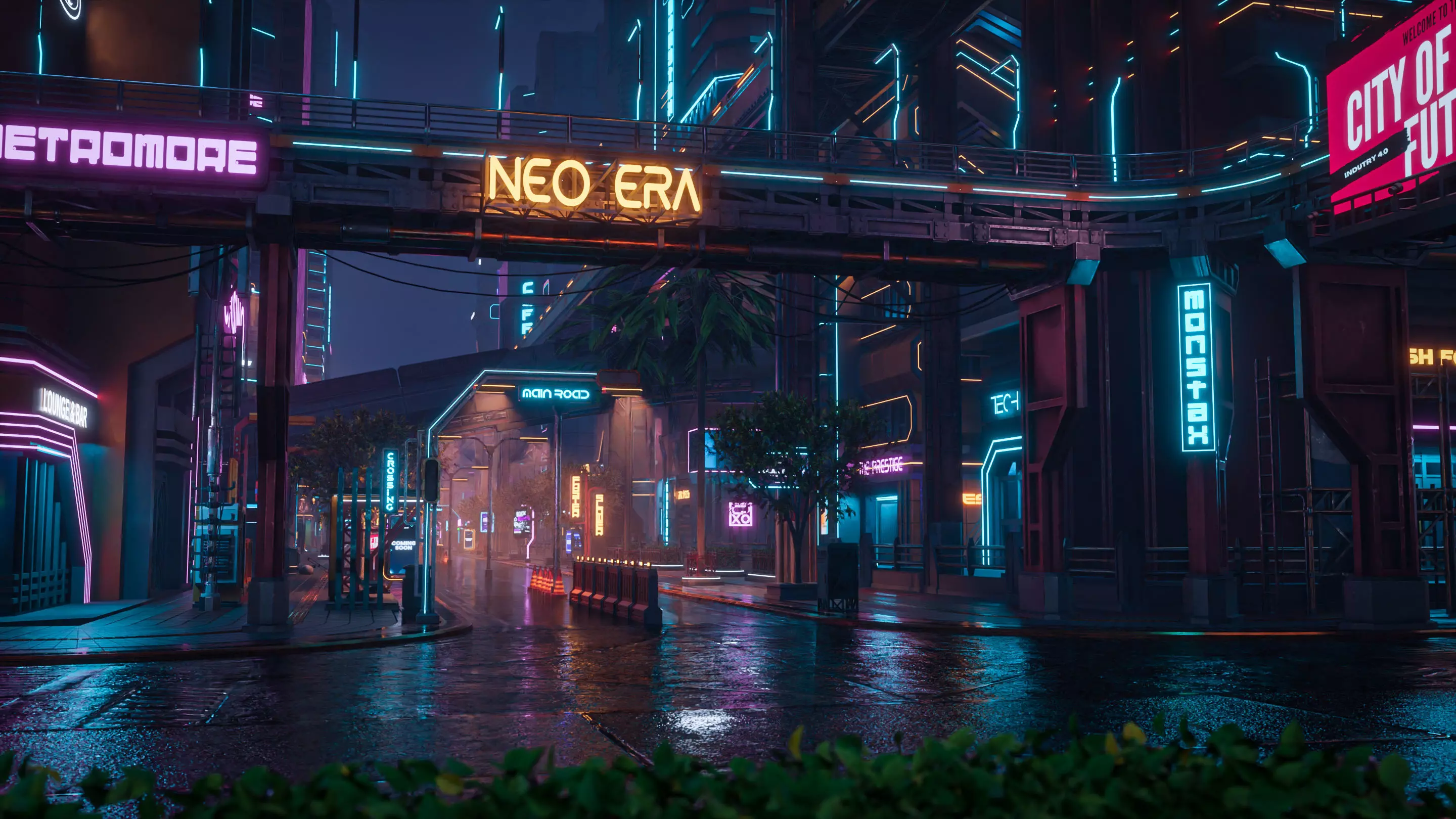SCIFI CYBERPUNK FUTURISTIC CITY SCENE Low-poly 3D model_16