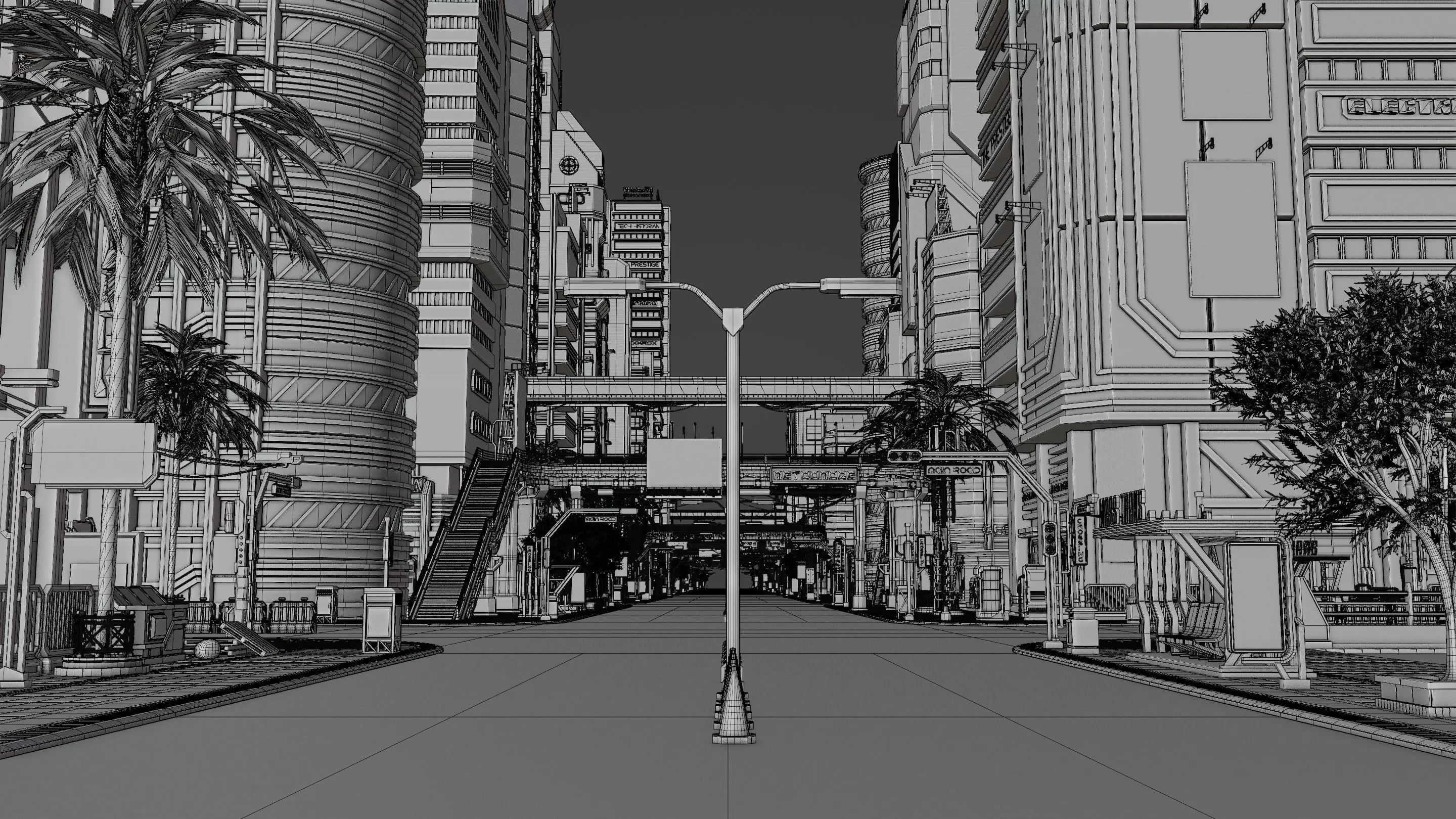 SCIFI CYBERPUNK FUTURISTIC CITY SCENE Low-poly 3D model_18