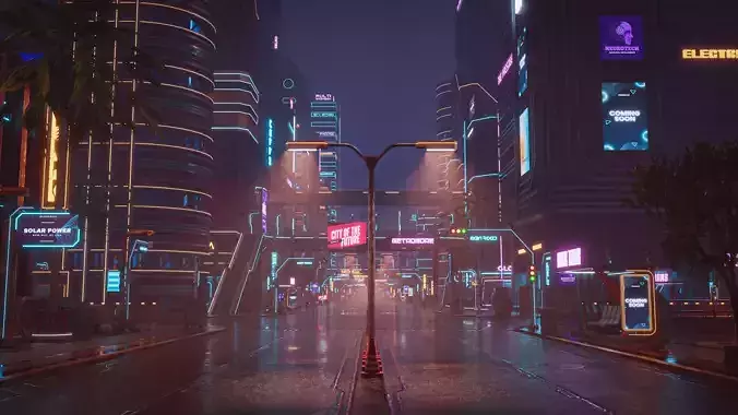 SCIFI CYBERPUNK FUTURISTIC CITY SCENE Low-poly 3D model 6