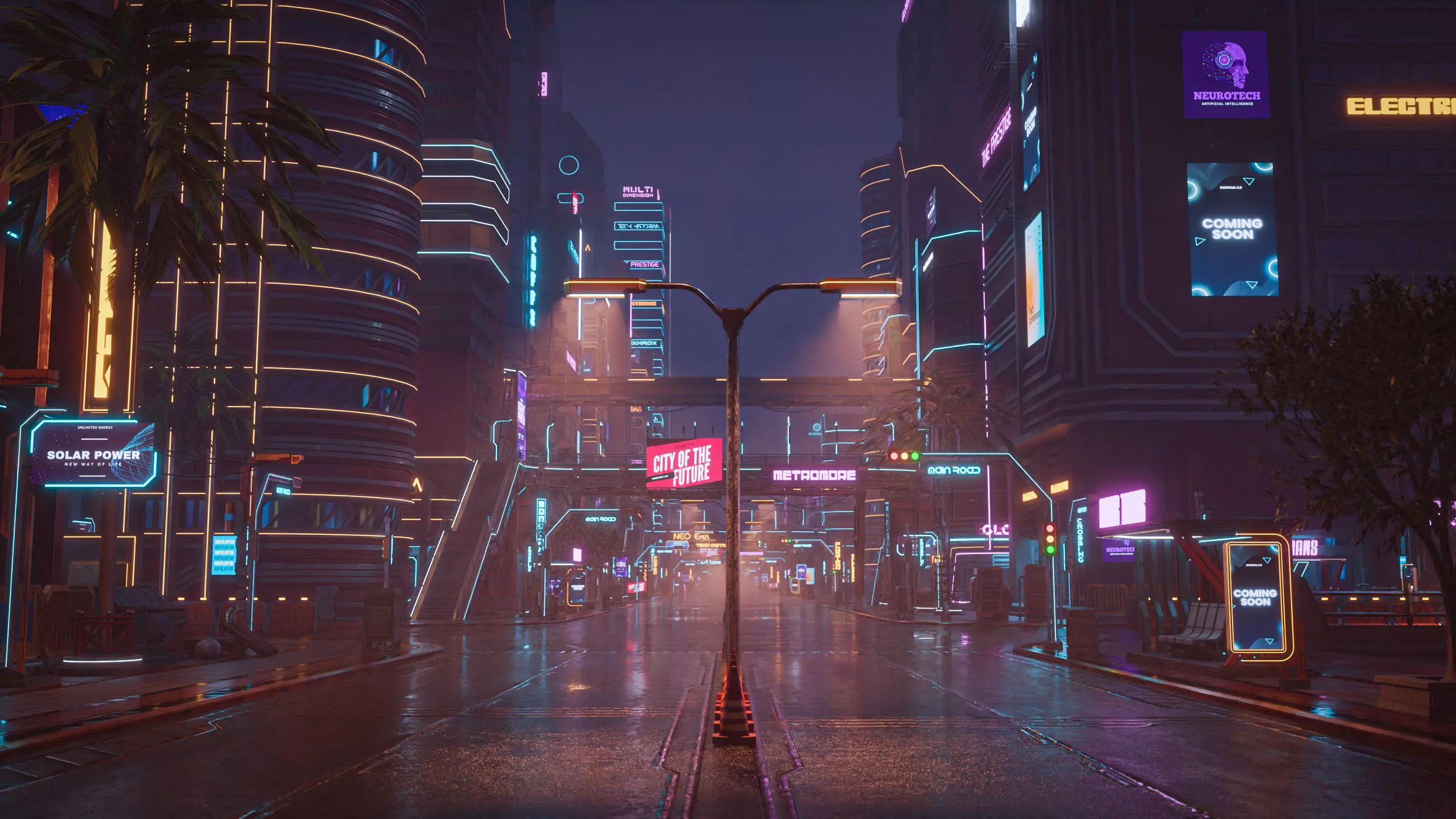SCIFI CYBERPUNK FUTURISTIC CITY SCENE Low-poly 3D model_6