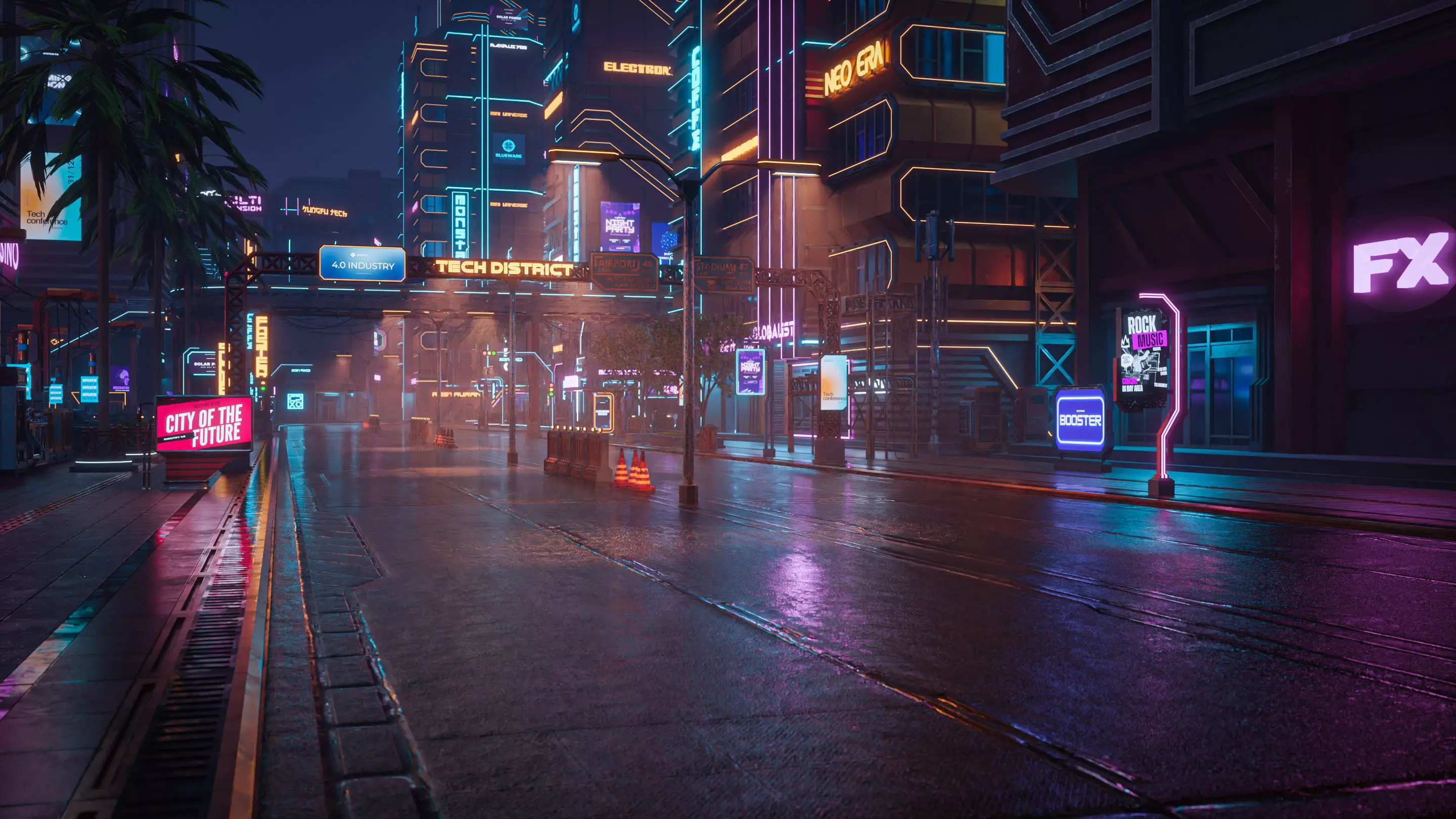 SCIFI CYBERPUNK FUTURISTIC CITY SCENE Low-poly 3D model_7