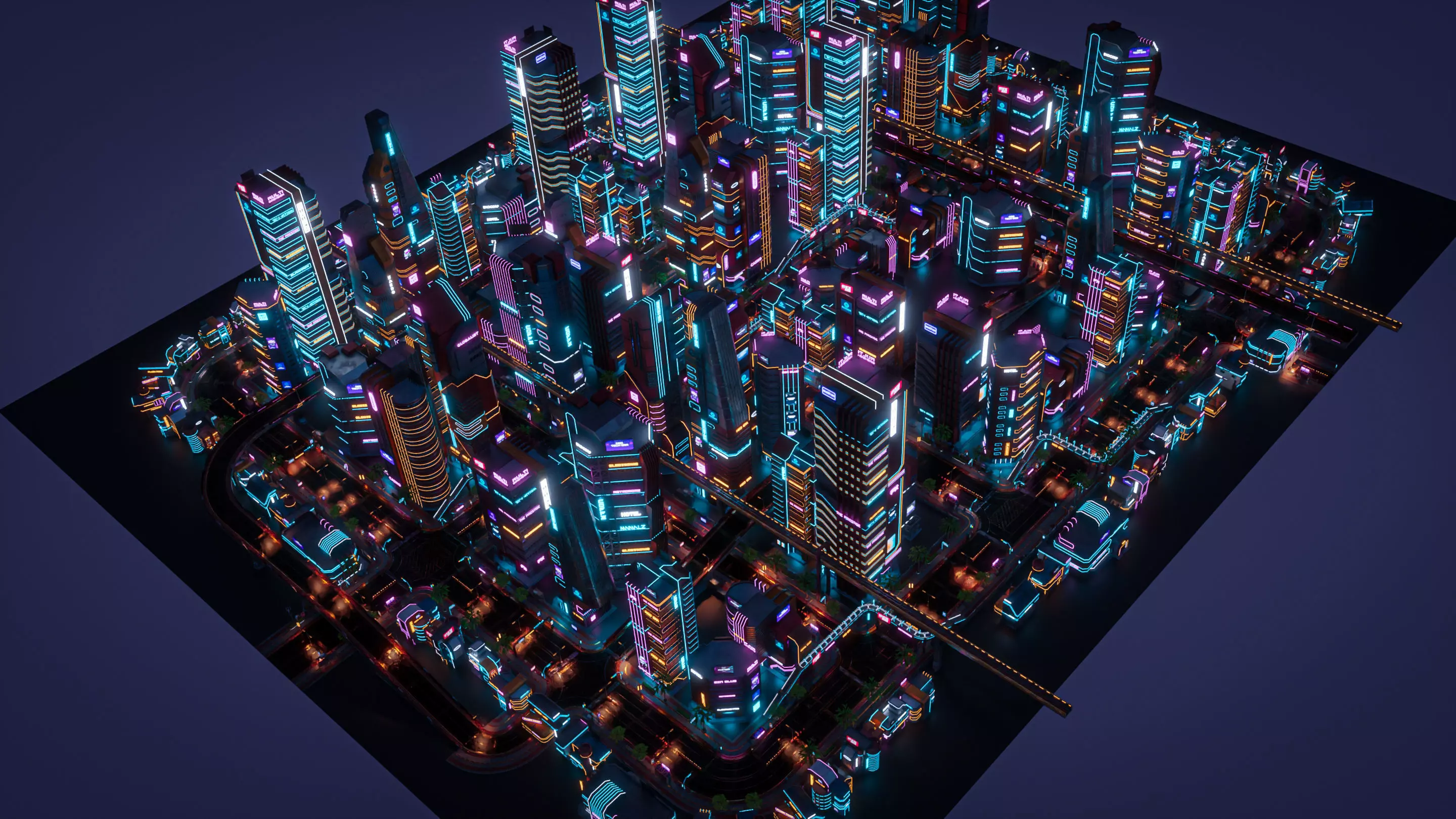SCIFI CYBERPUNK FUTURISTIC CITY SCENE Low-poly 3D model_17