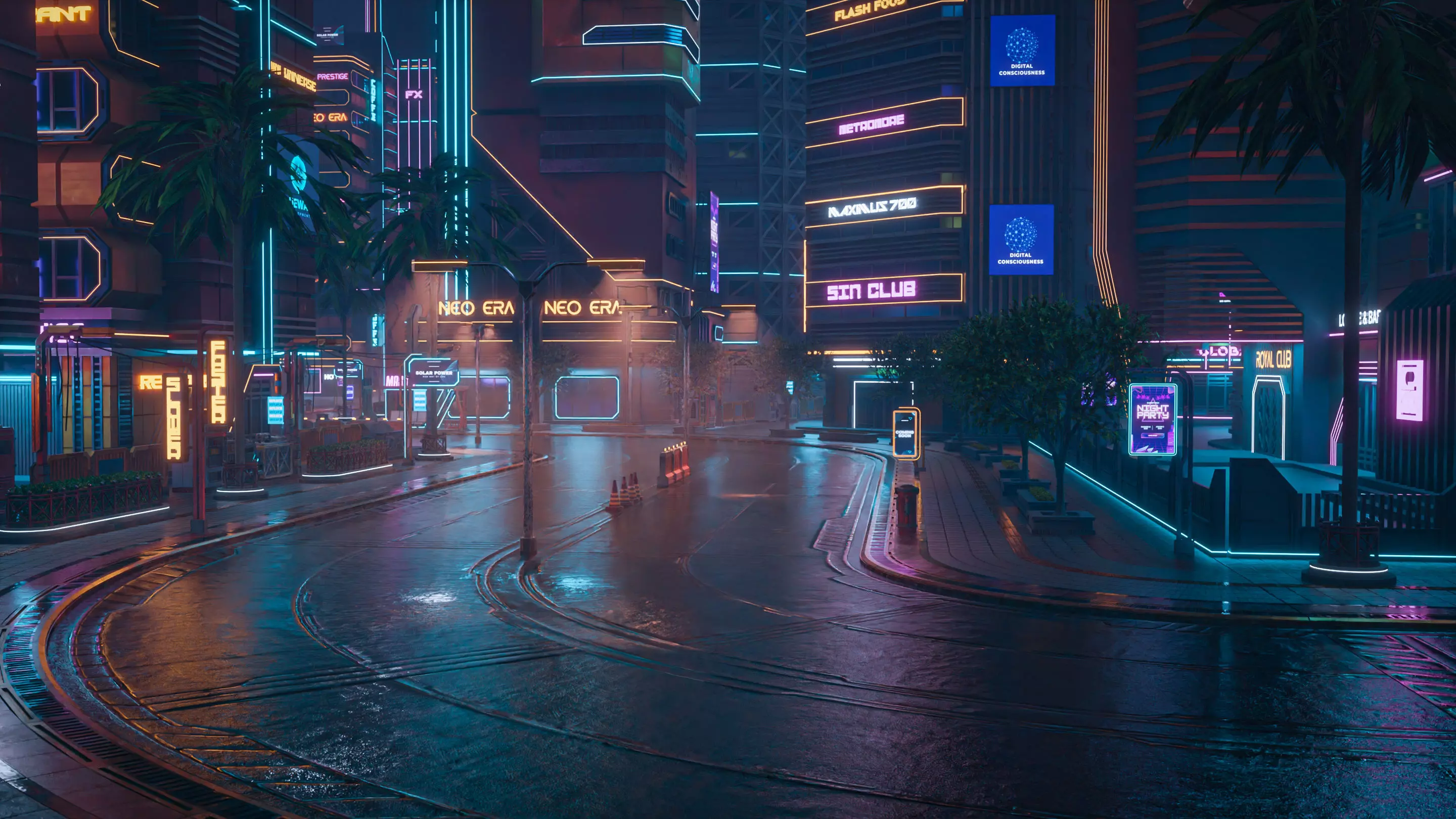 SCIFI CYBERPUNK FUTURISTIC CITY SCENE Low-poly 3D model_15