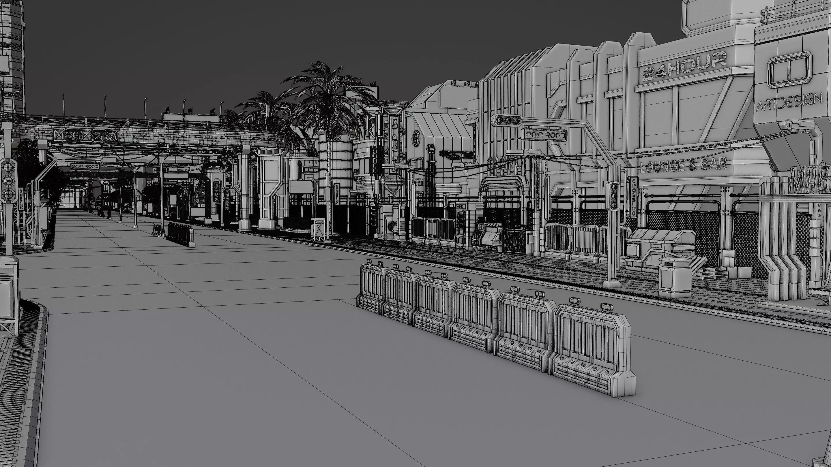 SCIFI CYBERPUNK FUTURISTIC CITY SCENE Low-poly 3D model_20