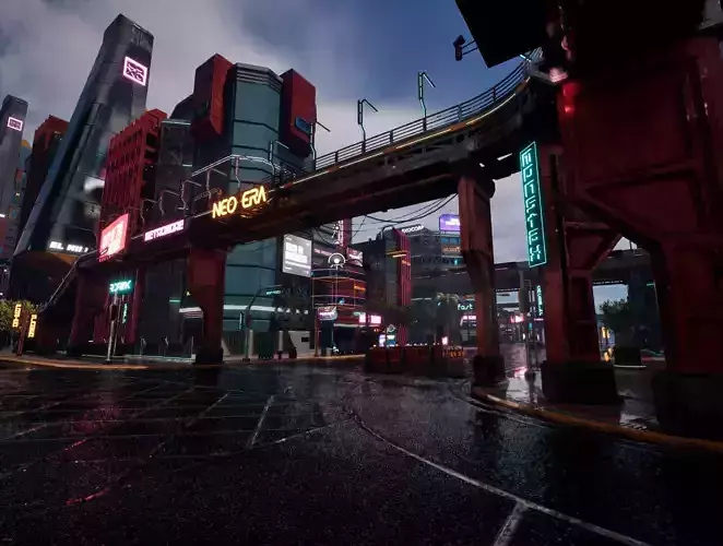SCIFI CYBERPUNK FUTURISTIC CITY SCENE Low-poly 3D model 4