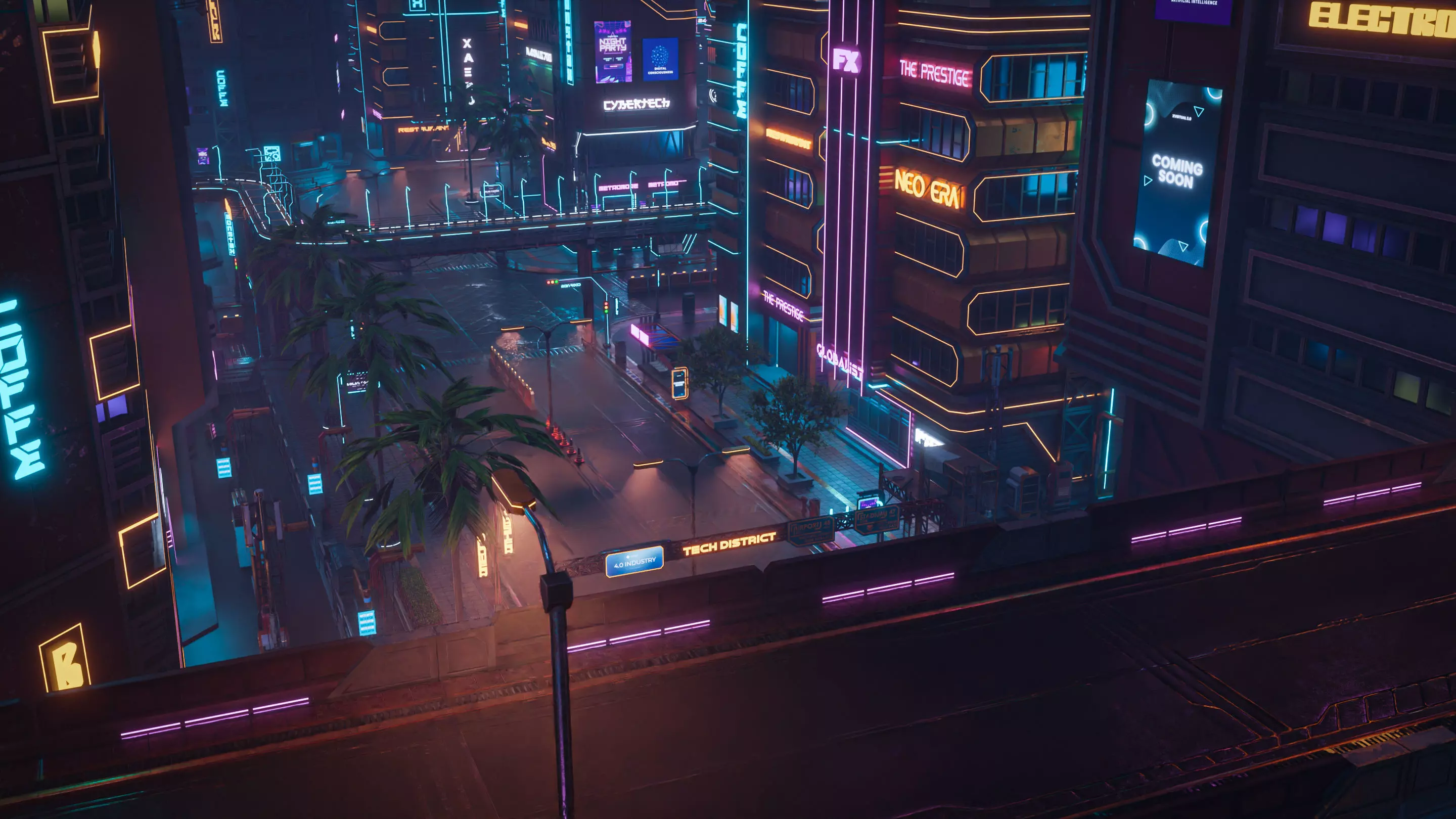 SCIFI CYBERPUNK FUTURISTIC CITY SCENE Low-poly 3D model_9