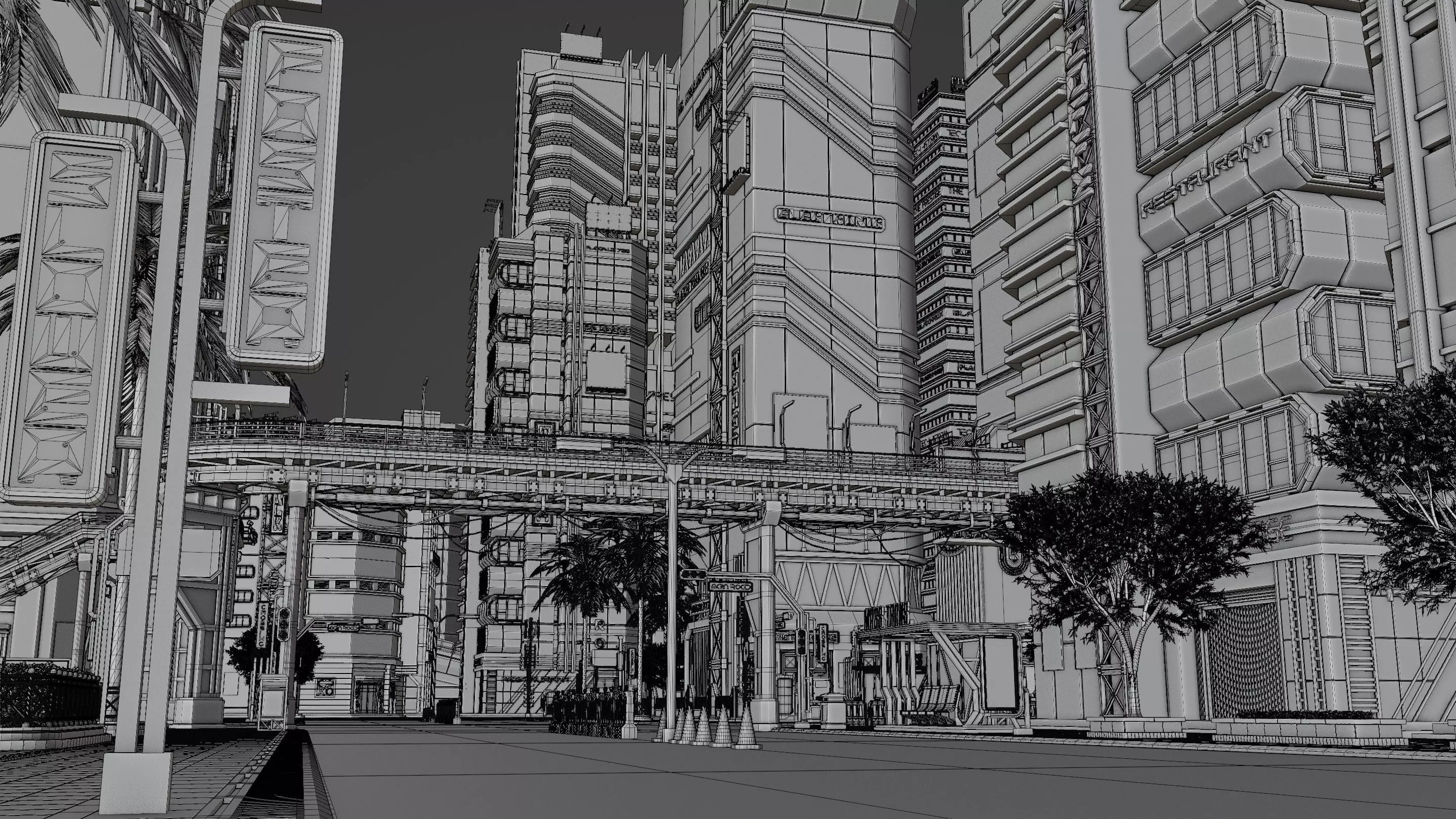 SCIFI CYBERPUNK FUTURISTIC CITY SCENE Low-poly 3D model_28