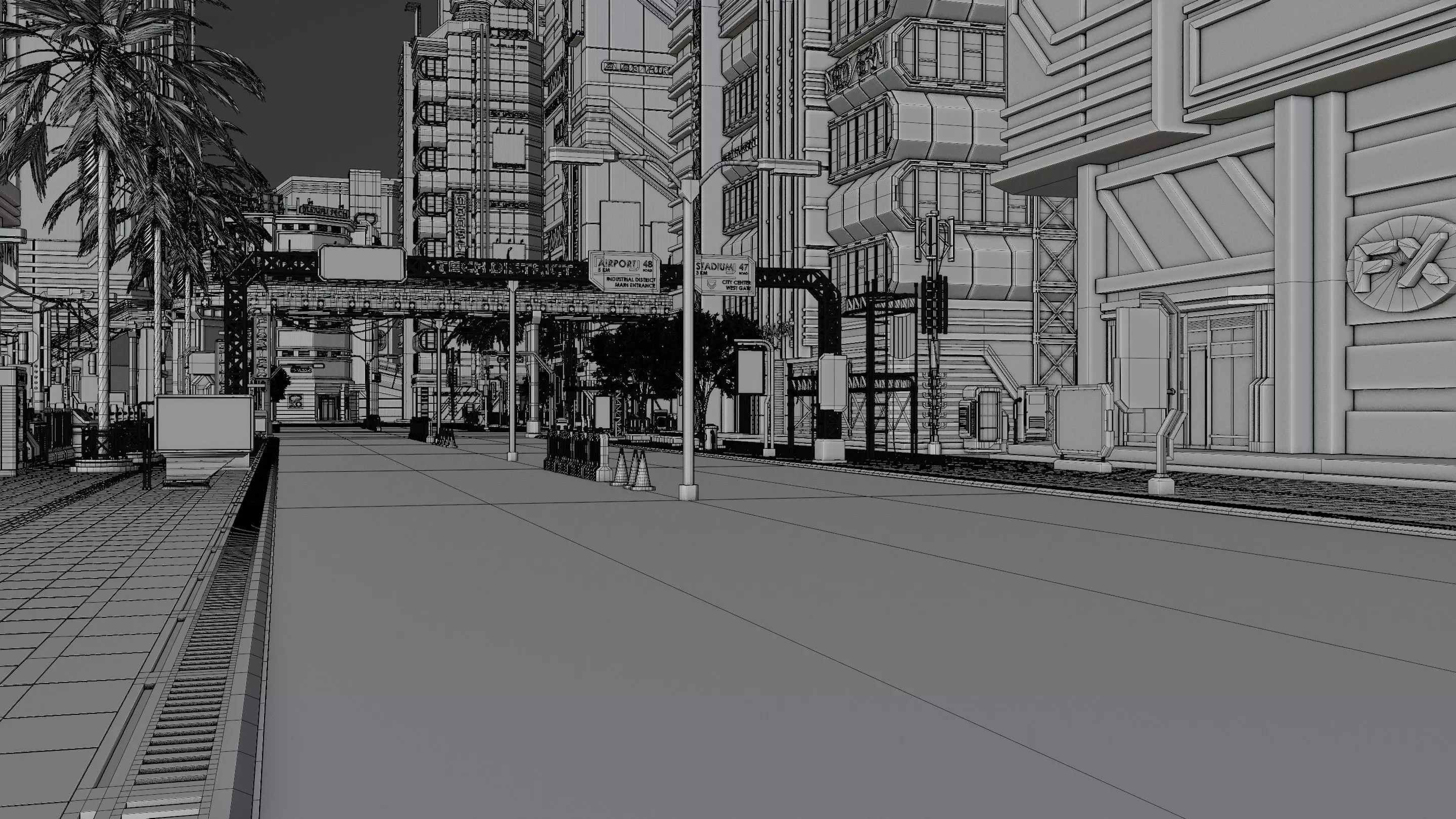 SCIFI CYBERPUNK FUTURISTIC CITY SCENE Low-poly 3D model_23