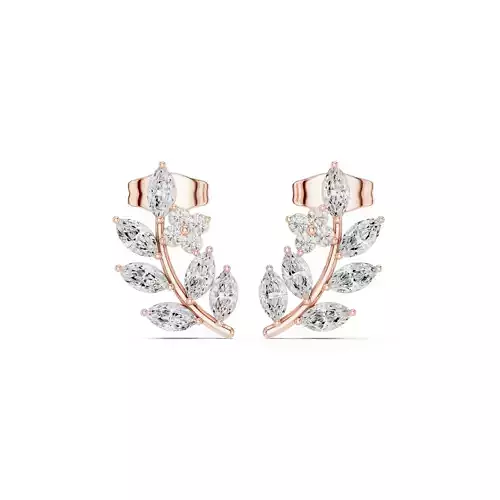 Round and Marquise Cut Diamond leaf Earring 3DM STL Video 3D print model