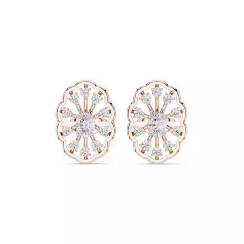 Oval and Round Cut Diamond Stud Floral Earring 3DM STL Video 3D print model