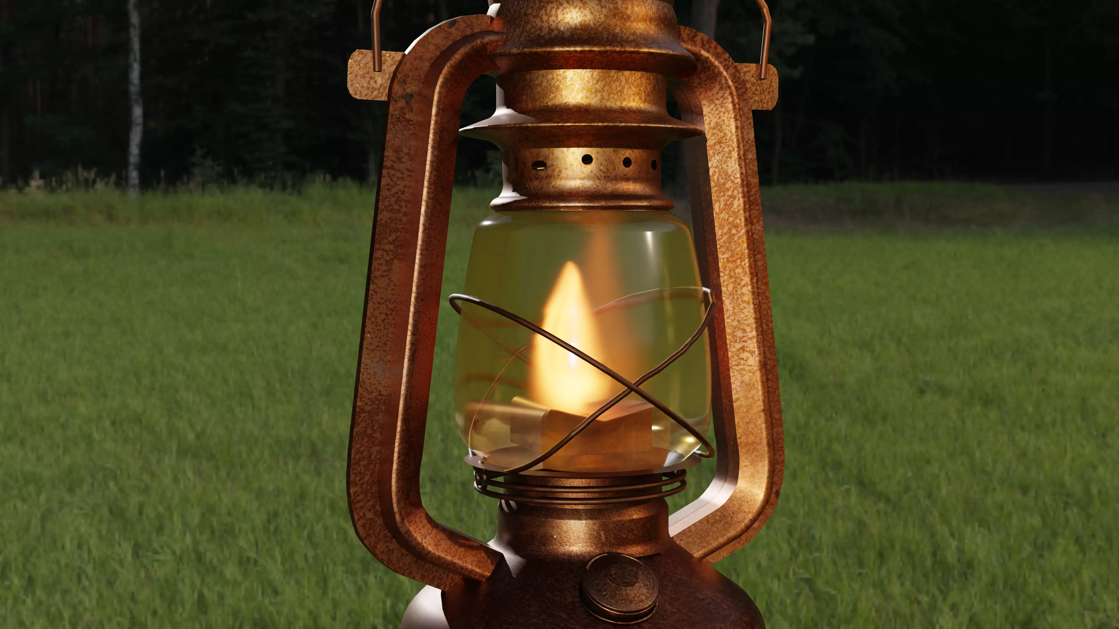 3D Old Lantern with Flame Animated Blender 3D model_3
