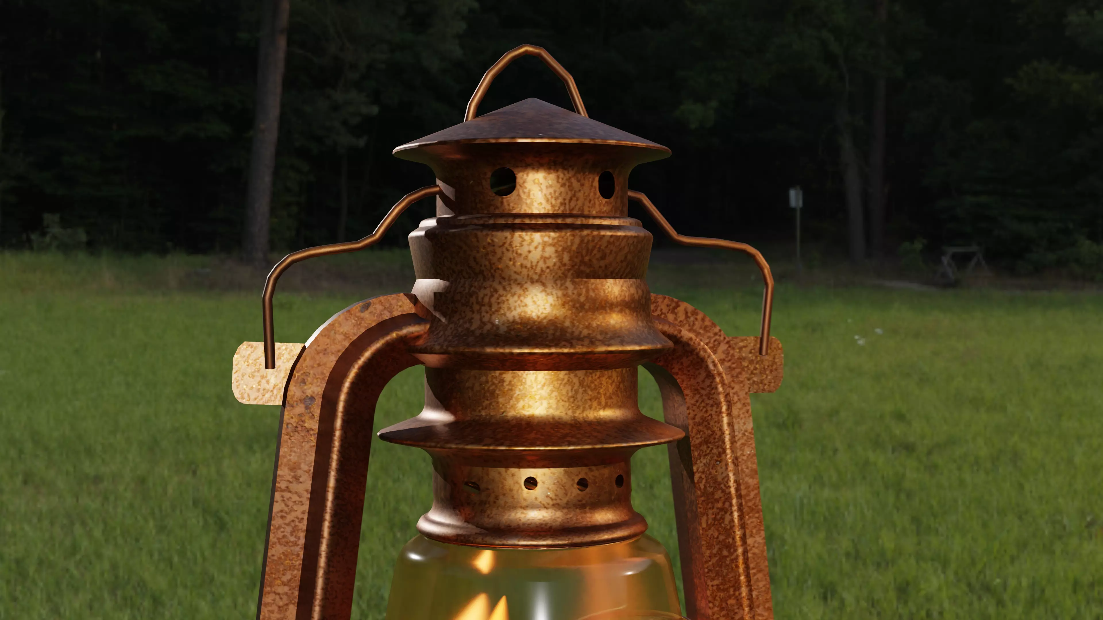 3D Old Lantern with Flame Animated Blender 3D model_4