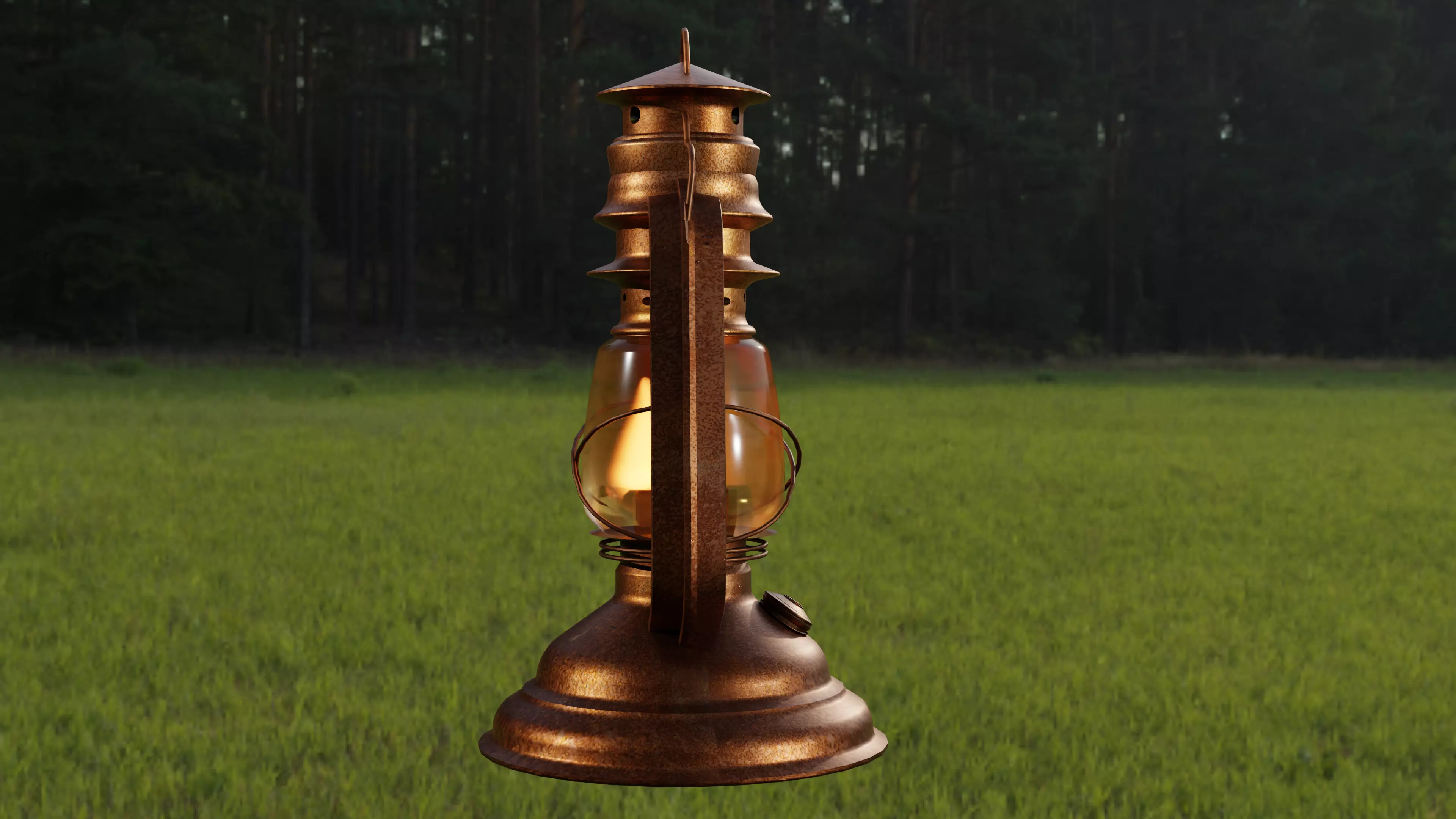 3D Old Lantern with Flame Animated Blender 3D model_2