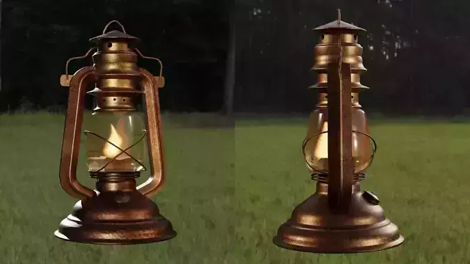 3D Old Lantern with Flame Animated  Blender