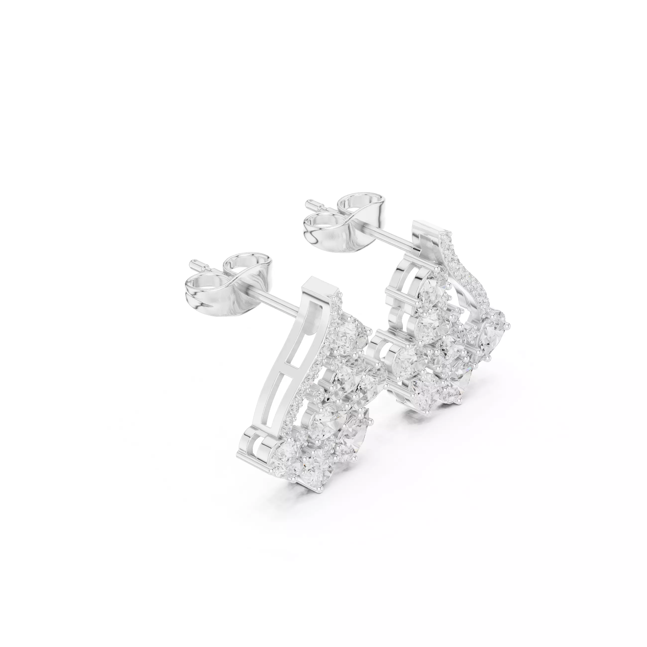 Pear Cut Diamond Cluster Stud Earring 3DM STL Video 3D print model_9