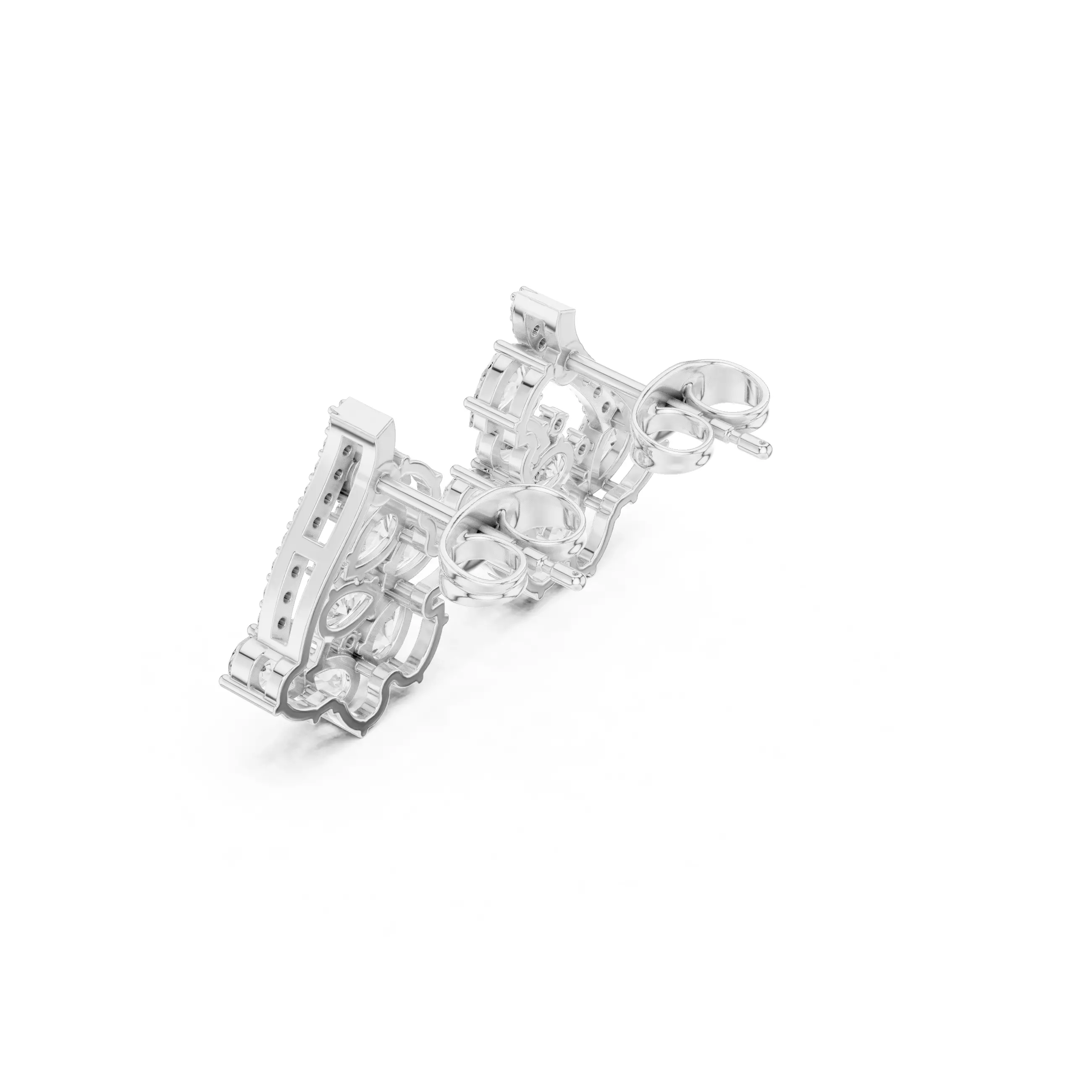 Pear Cut Diamond Cluster Stud Earring 3DM STL Video 3D print model_10