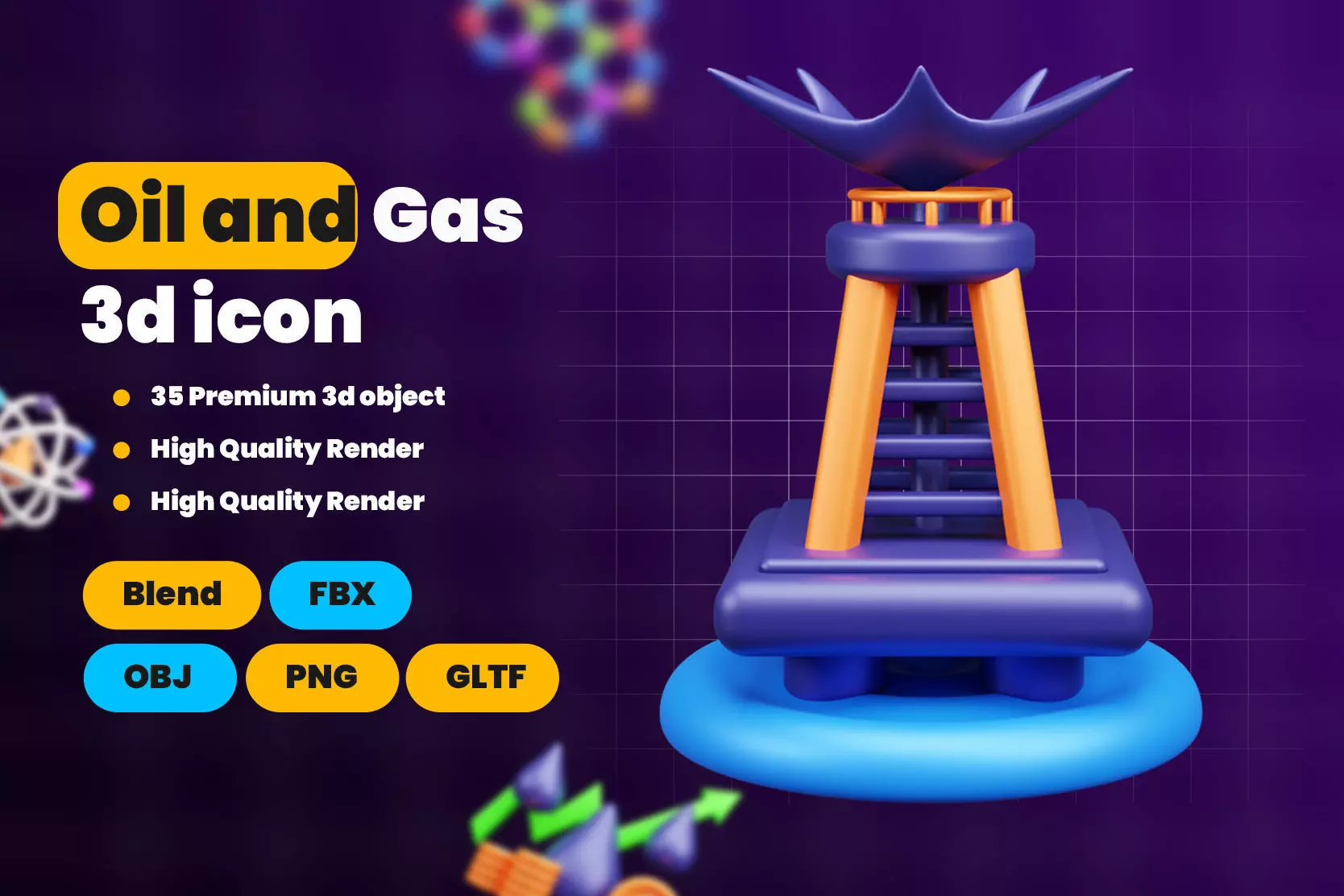 Oil and Gas 3d Icon Pack 3D model_1