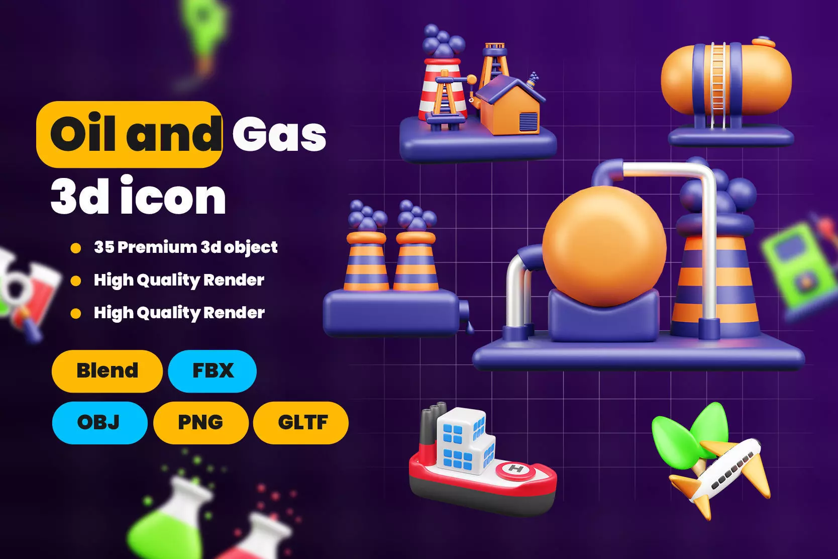 Oil and Gas 3d Icon Pack 3D model_0