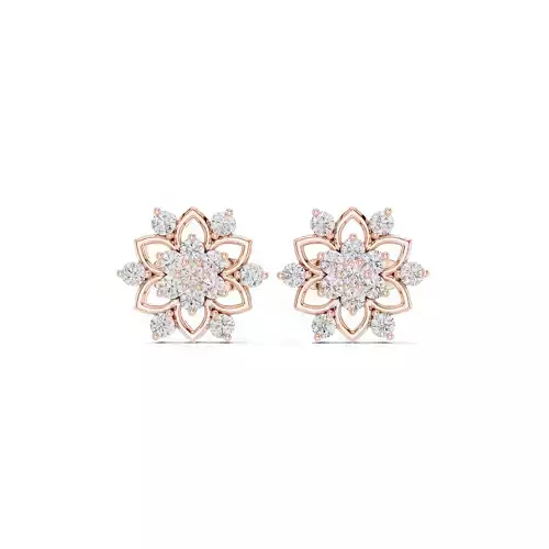 Round Cut Cluster Diamond Flower Earring 3DM STL Video