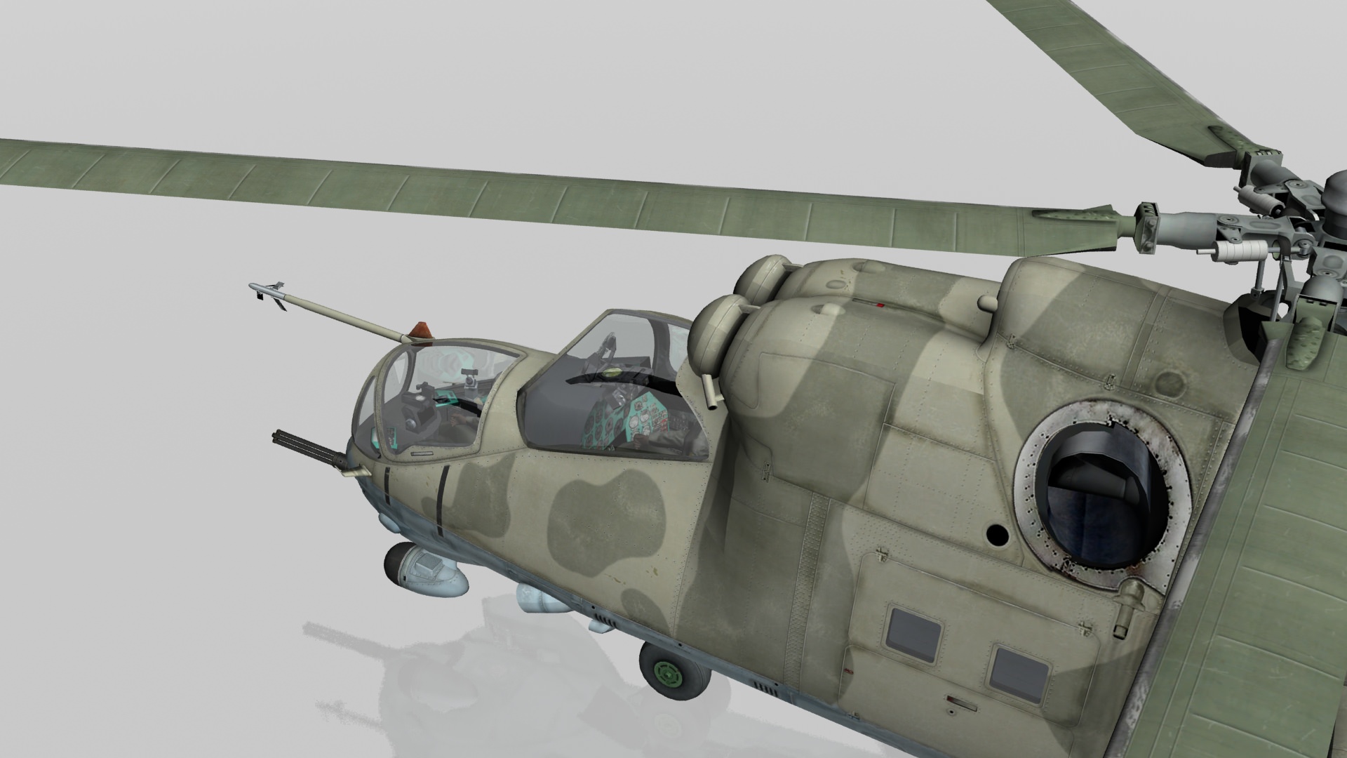 Mi24 Hind Russian Helicopter Gunship 3D Model Game ready .max .obj .3ds