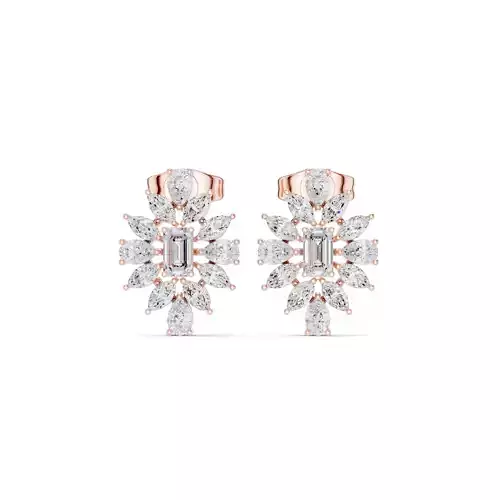 Marquise and Emerald Cut Halo Diamond Earring 3DM STL Video 3D print model