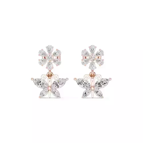 Marquise Cut Cluster Diamond Butterfly Earring 3DM STL Video