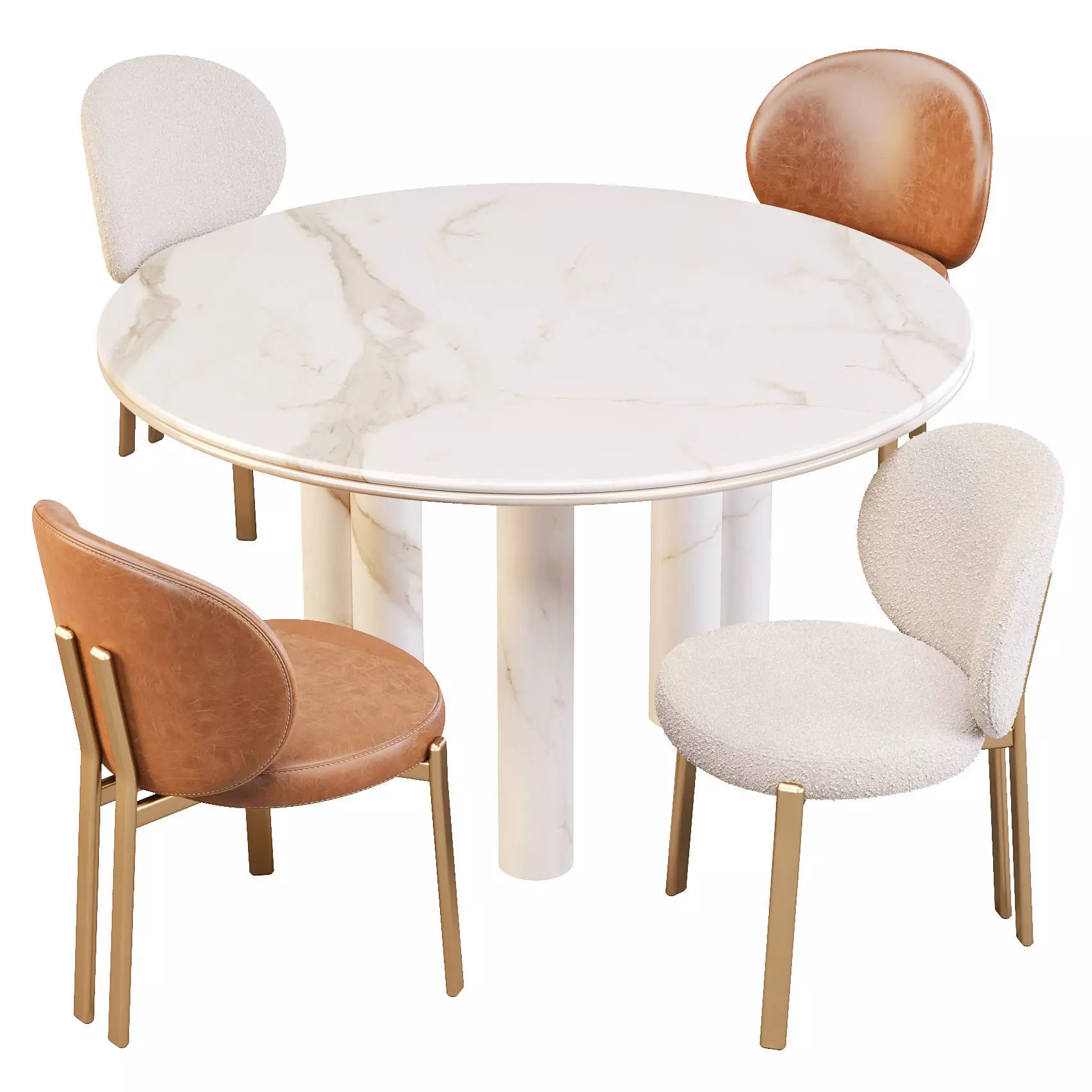 Giulio Marelli Simmy Table and Clara Chairs - Dining Set 3D model_5