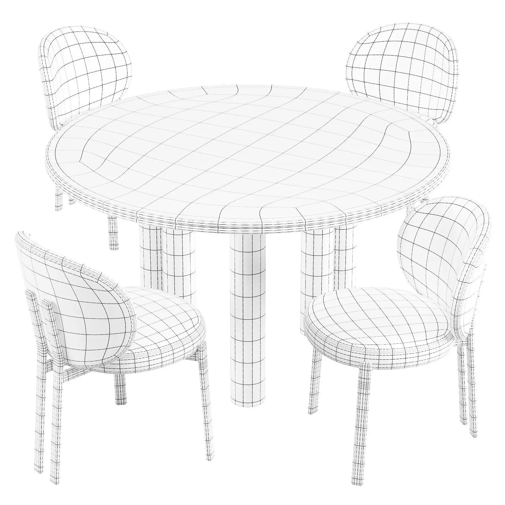 Giulio Marelli Simmy Table and Clara Chairs - Dining Set 3D model_7