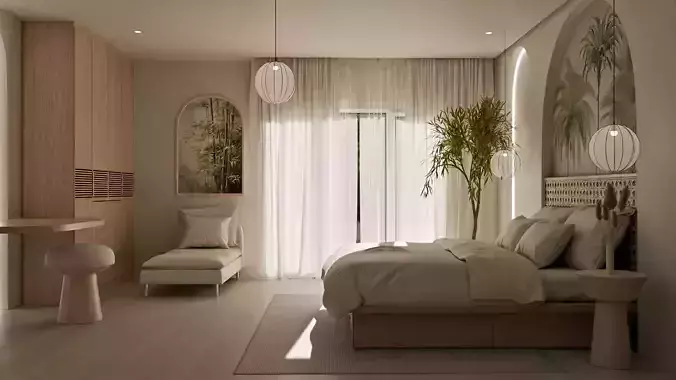 Archviz Bedroom Interior II Scene and Lighting