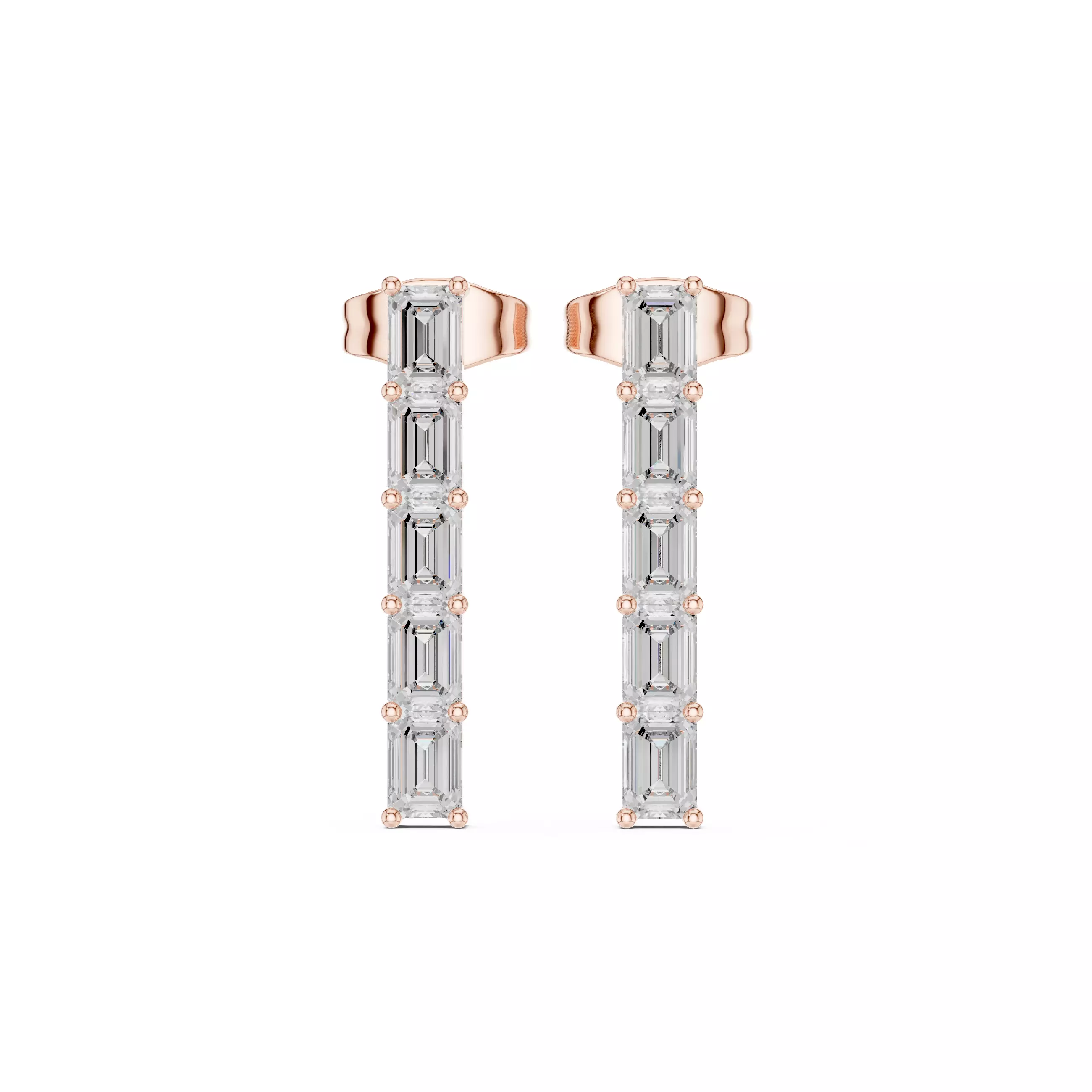 Baguette Cut Diamond Straight Stud Earring 3DM STL Video 3D print model