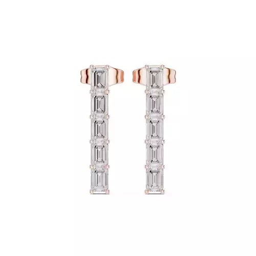Baguette Cut Diamond Straight Stud Earring 3DM STL Video 3D print model