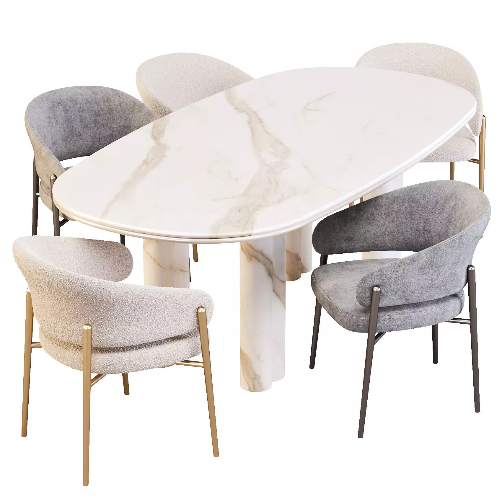 Giulio Marelli Simmy Table and Linda Chairs - Dining Set 3D model_5