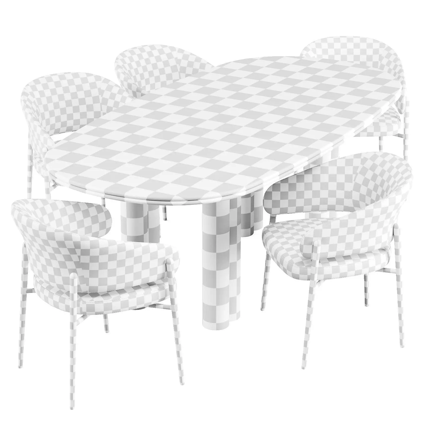 Giulio Marelli Simmy Table and Linda Chairs - Dining Set 3D model_6